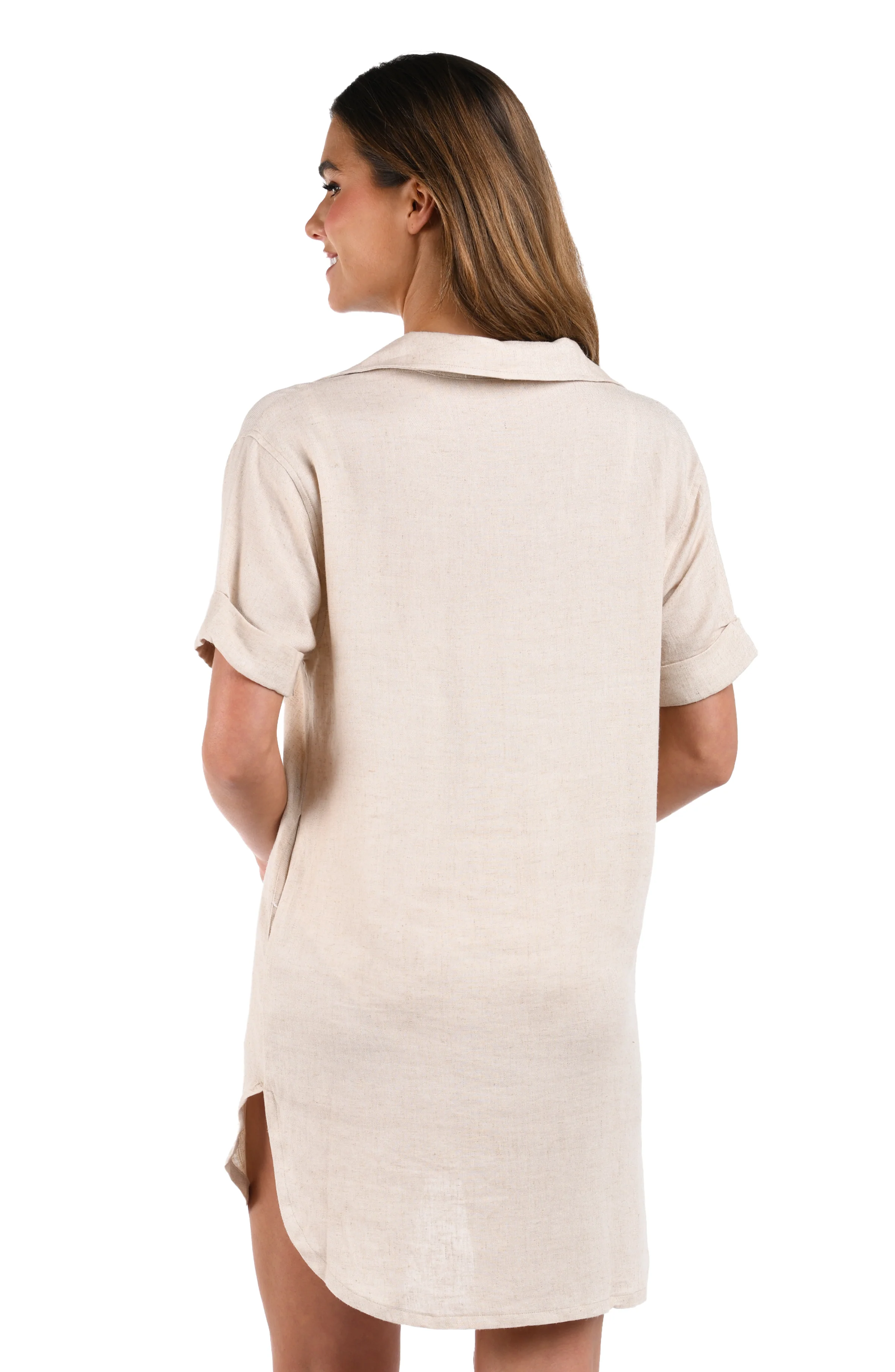 Delphine Coast Button Up Cover Up Dress - Taupe