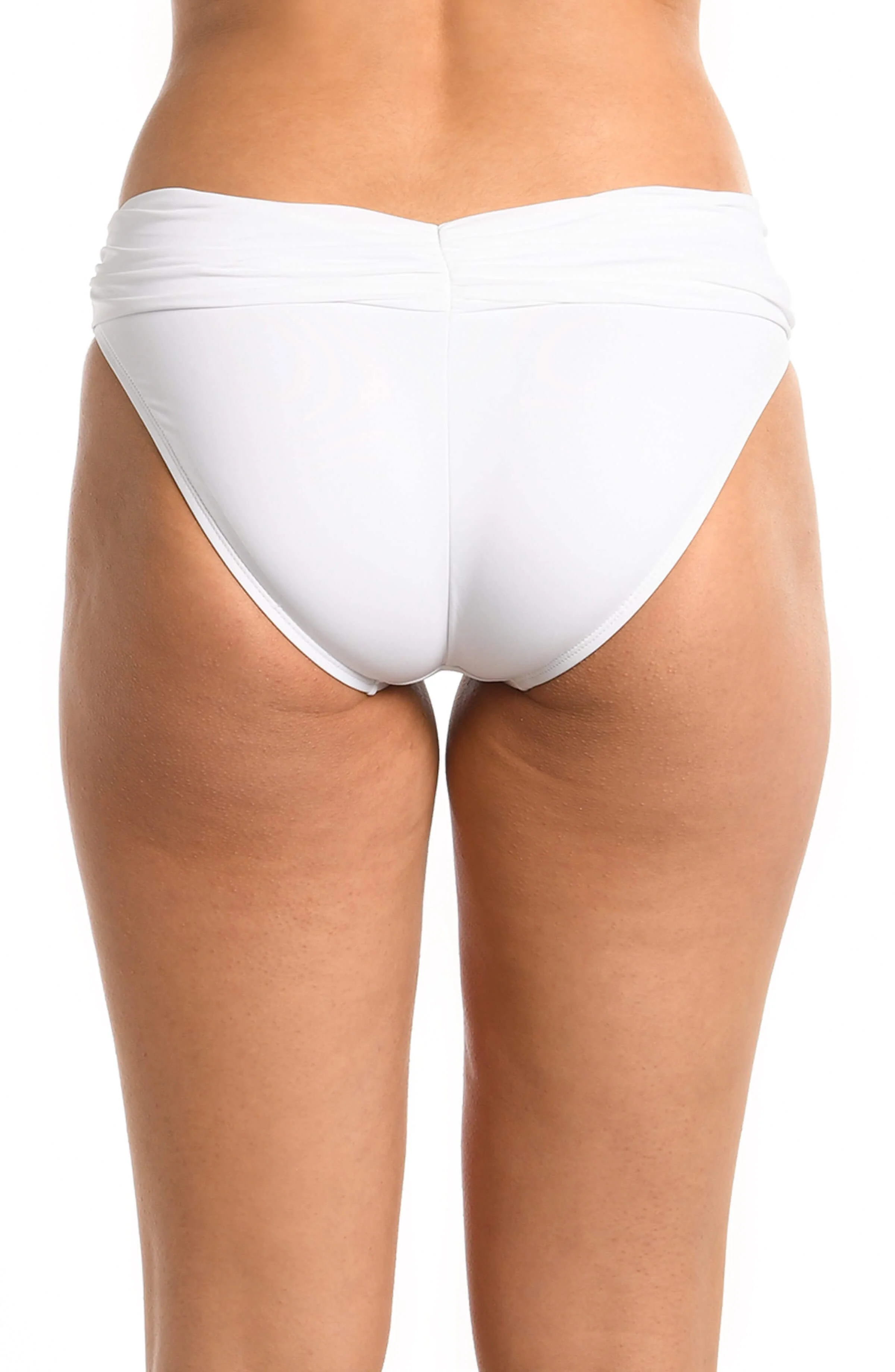 Island Goddess Ruched Band Hipster Bottom - White