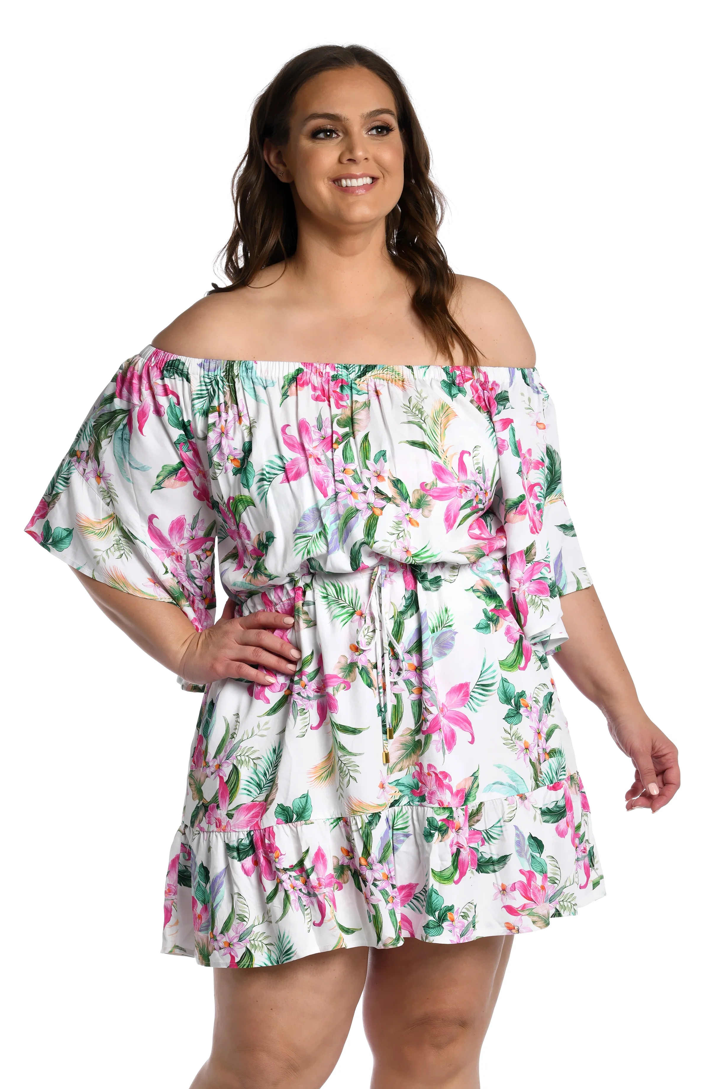 Mystic Palms Off-The-Shoulder Cover Up Dress - FINAL SALE