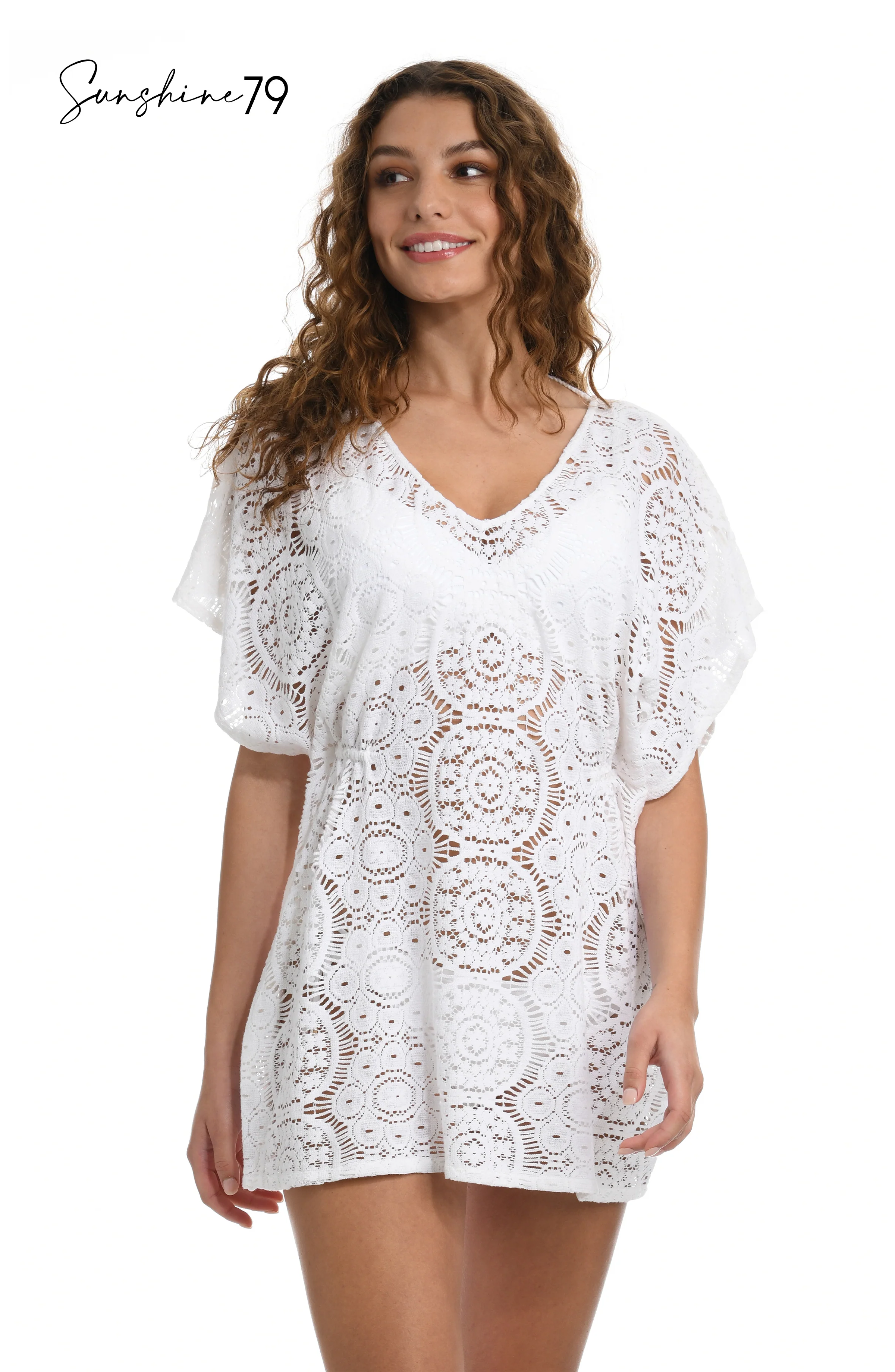 Sunshine 79 Chillin' Crochet V-Neck Caftan Cover Up - FINAL SALE