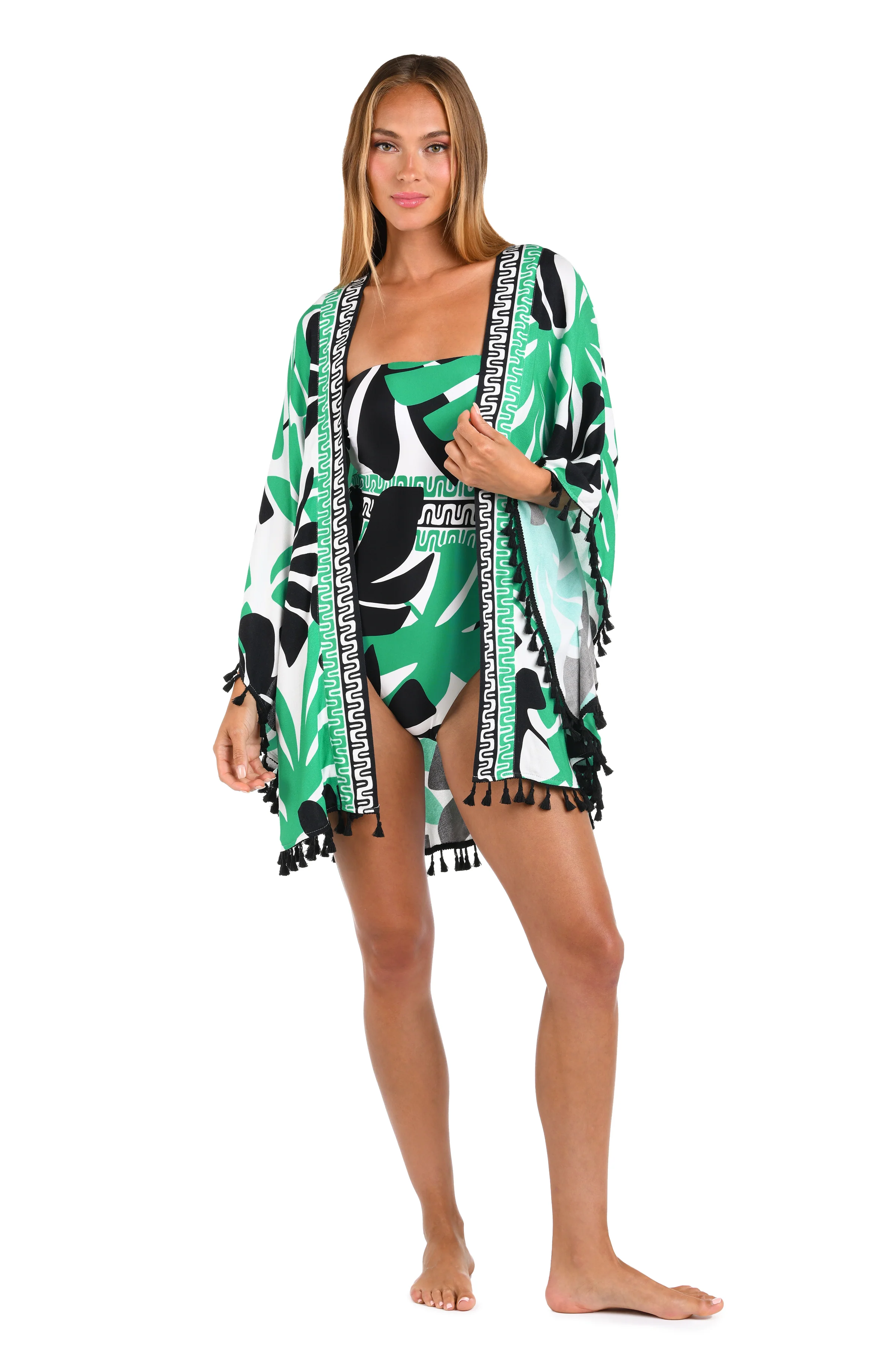 Sunshine 79 Monstera Open Front Kimono - FINAL SALE