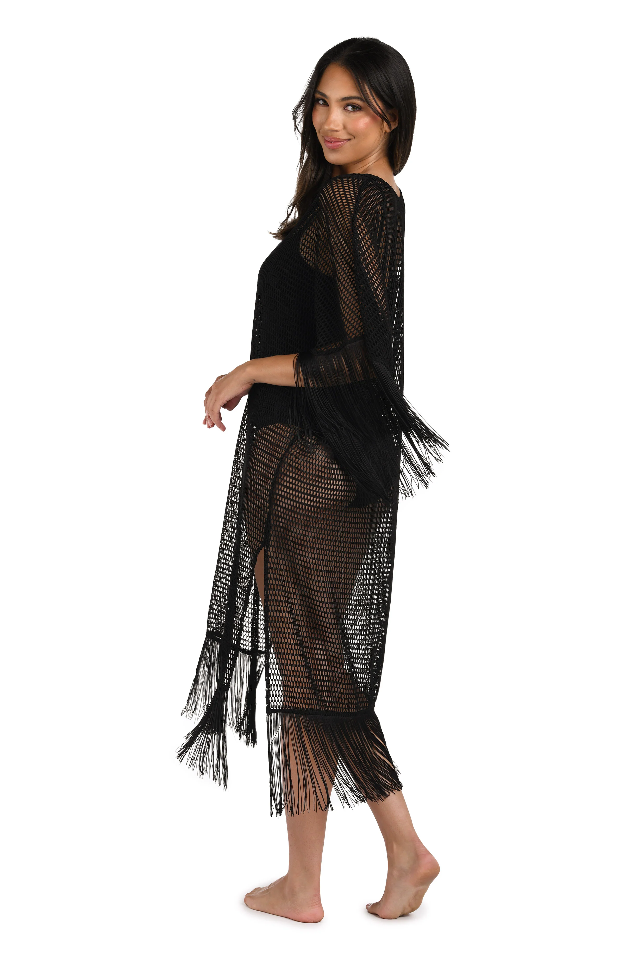 Fringed Out Long Caftan Cover Up - FINAL SALE