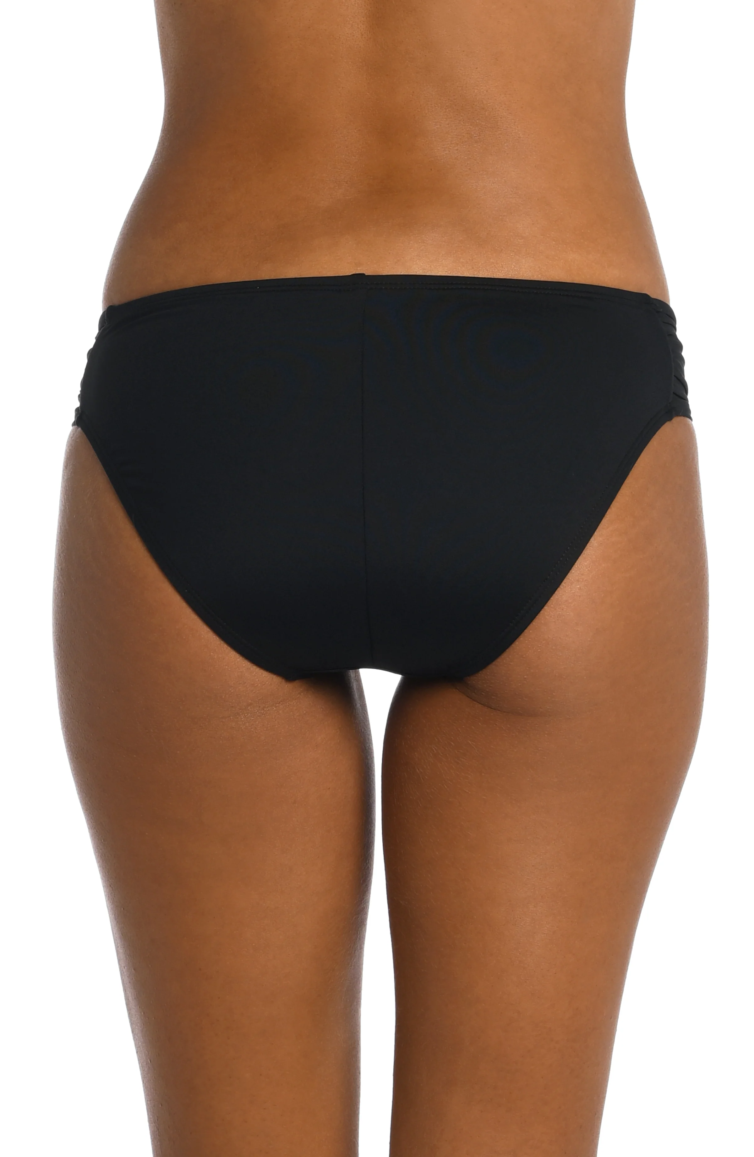 Island Goddess Side Ruched Hipster Bottom - Black