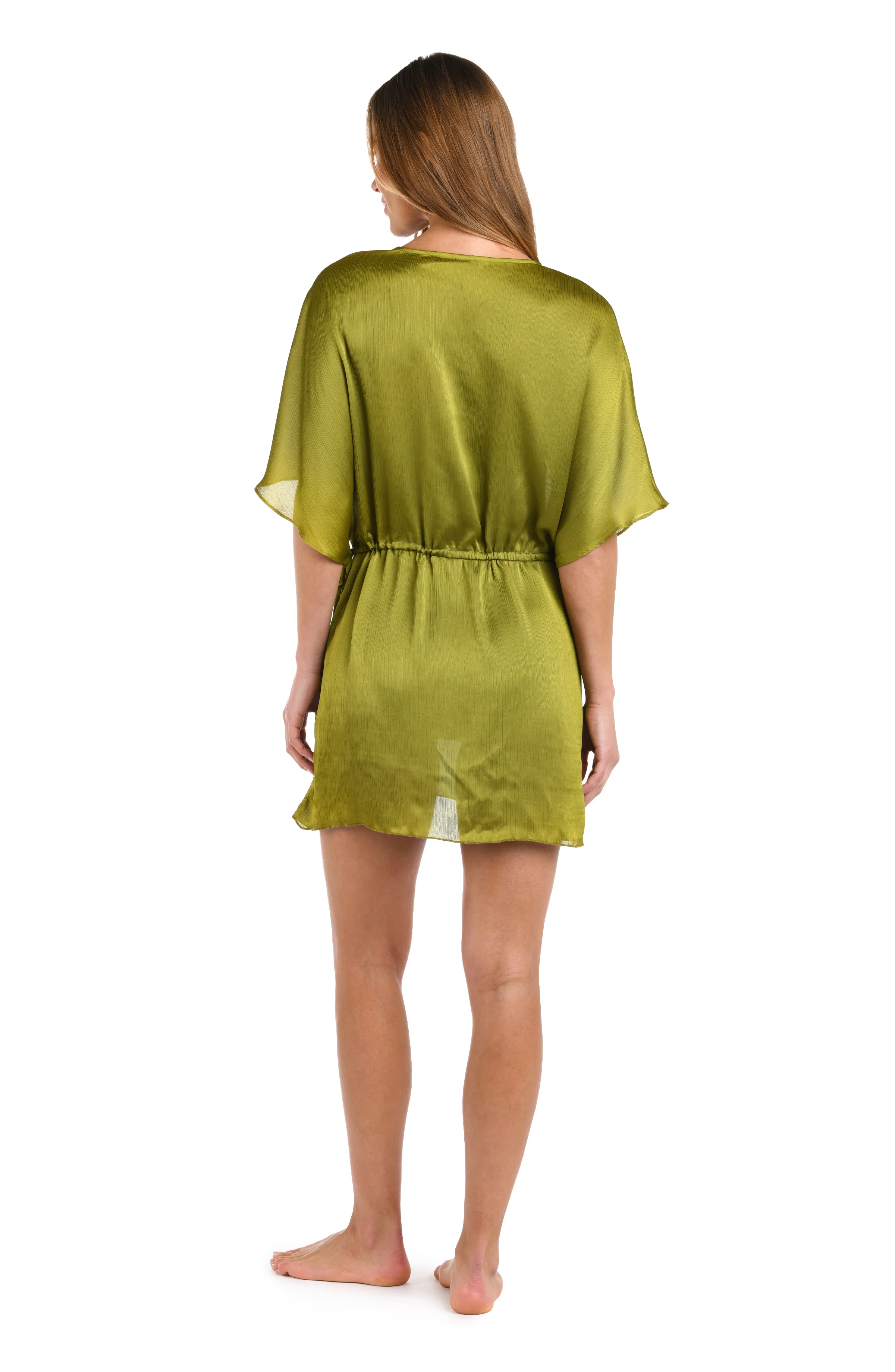 Sunshine 79 Radiance Crinkle Covers V-Neck Tunic - Olive