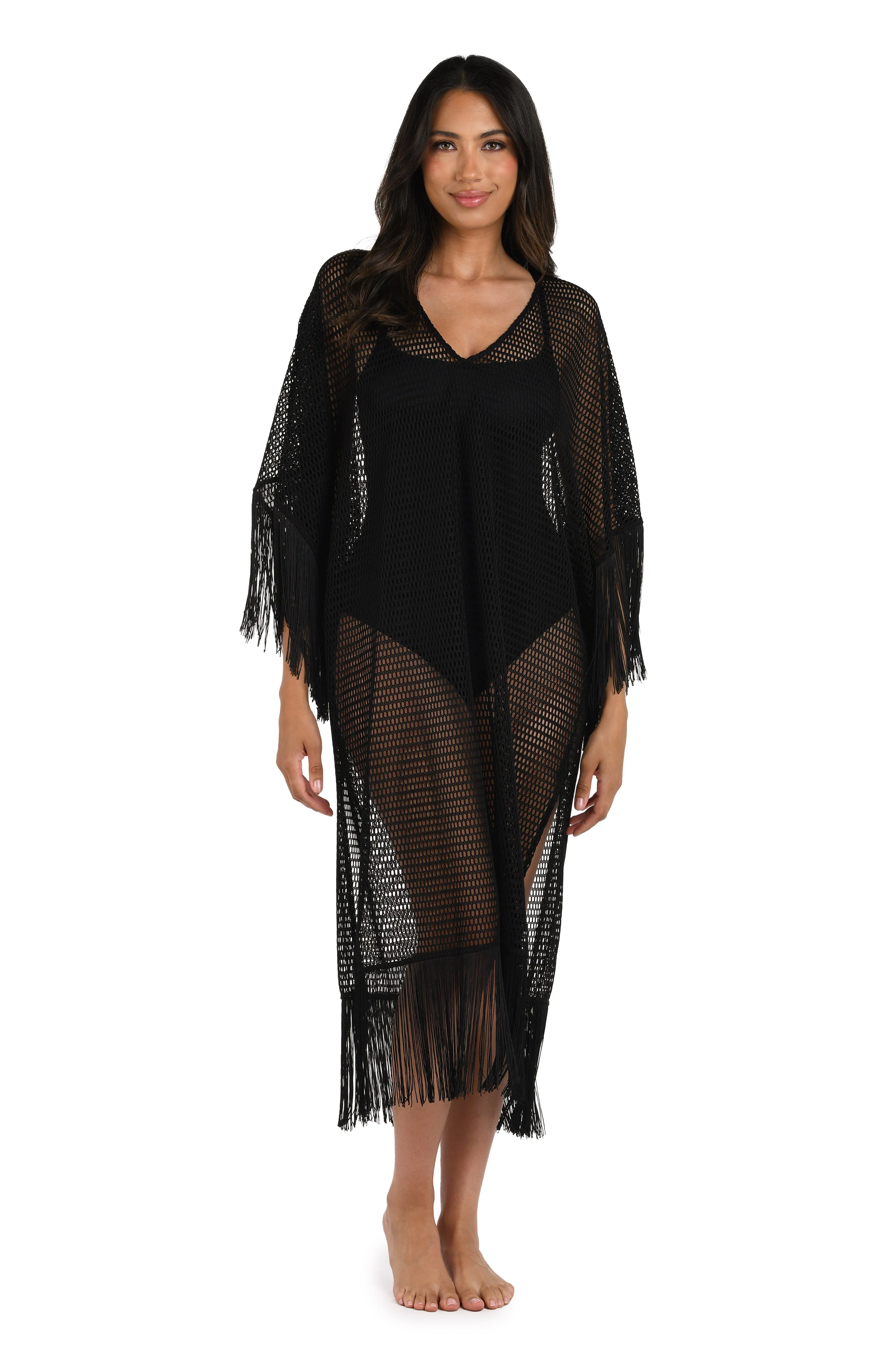 Fringed Out Long Caftan Cover Up - FINAL SALE