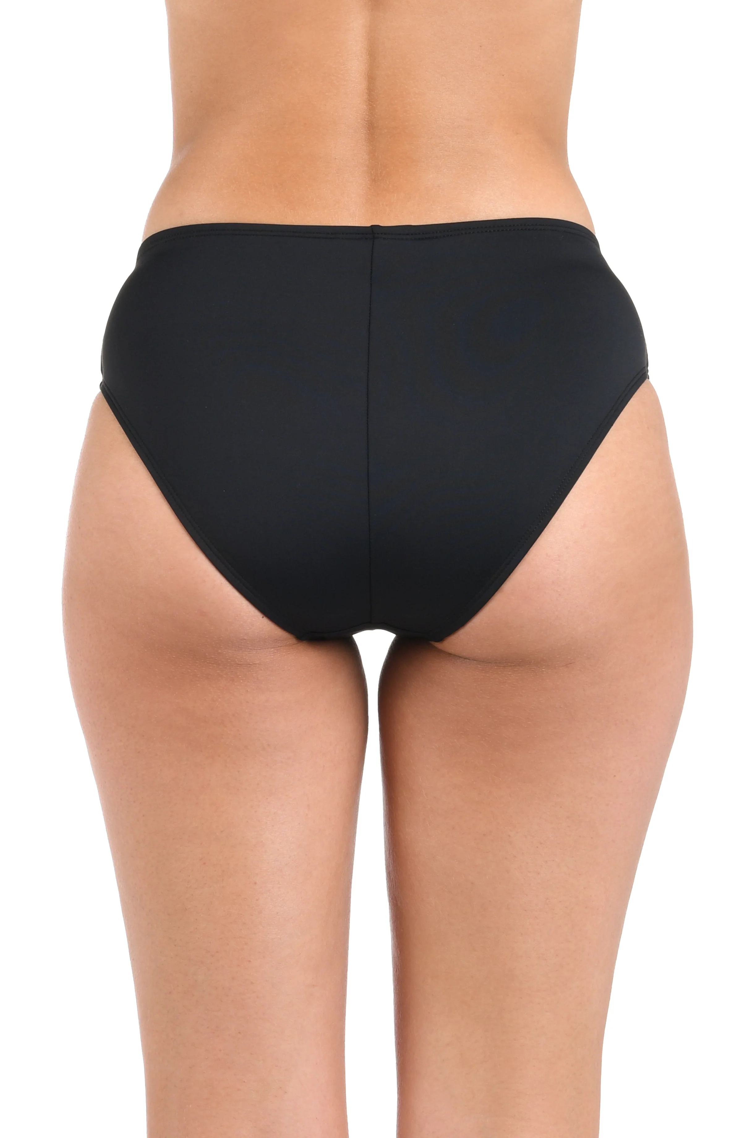 Island Goddess Mid-Waist Sash Band Bottom - Black