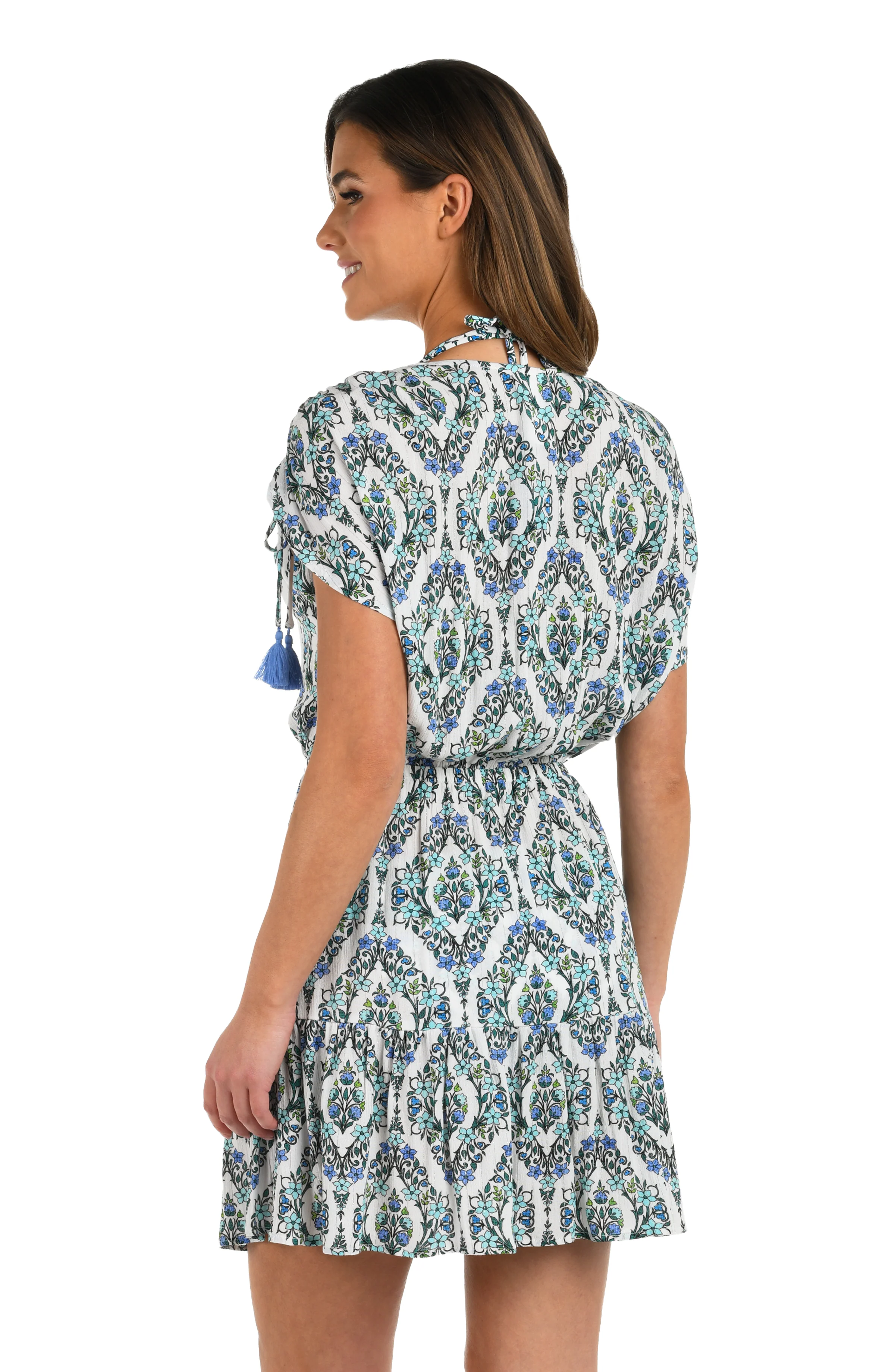 Deja-Blue Diamond V-Neck Cover Up Dress