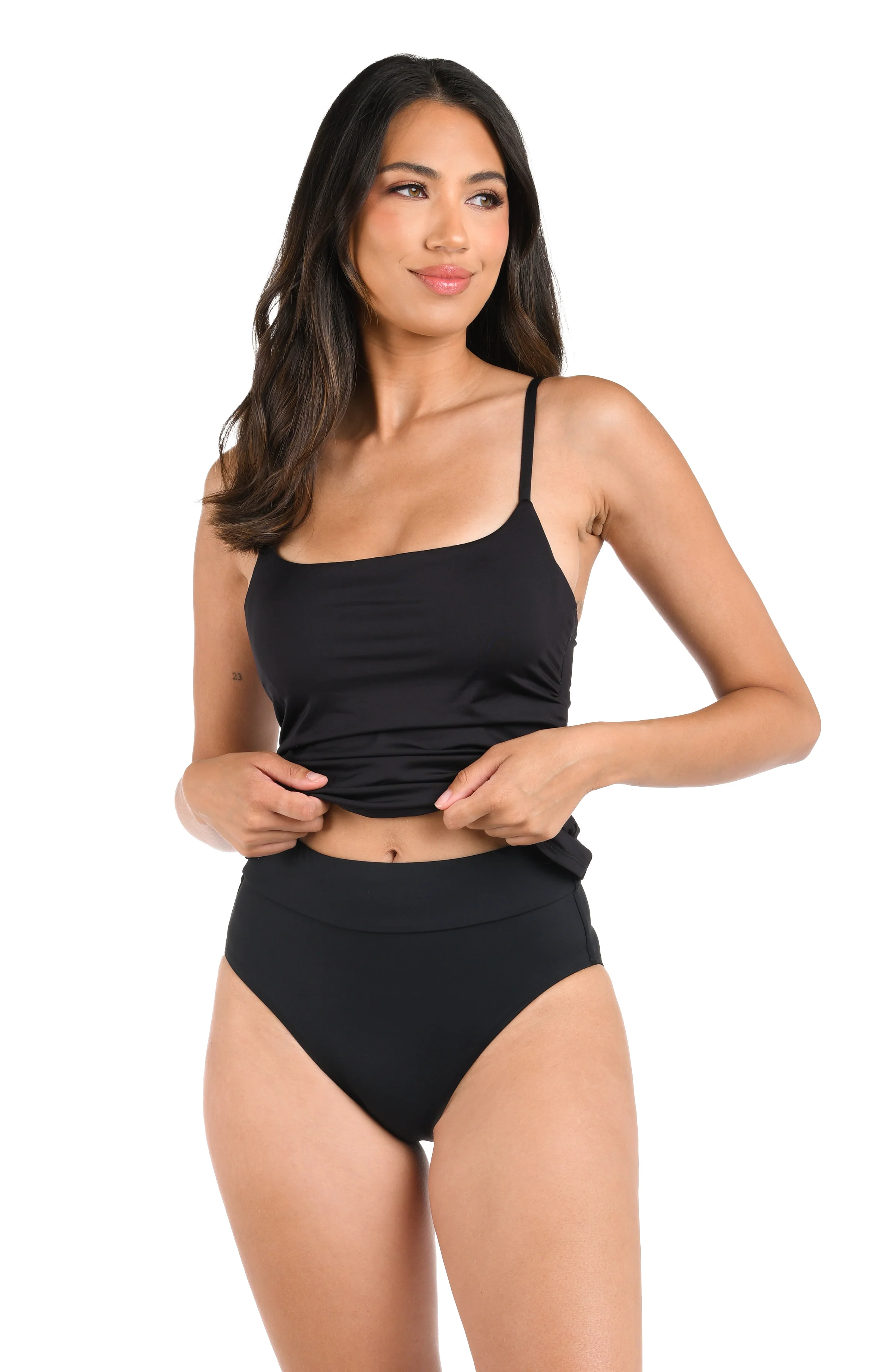 Island Goddess Cinch Back High Waist Bottom - Black