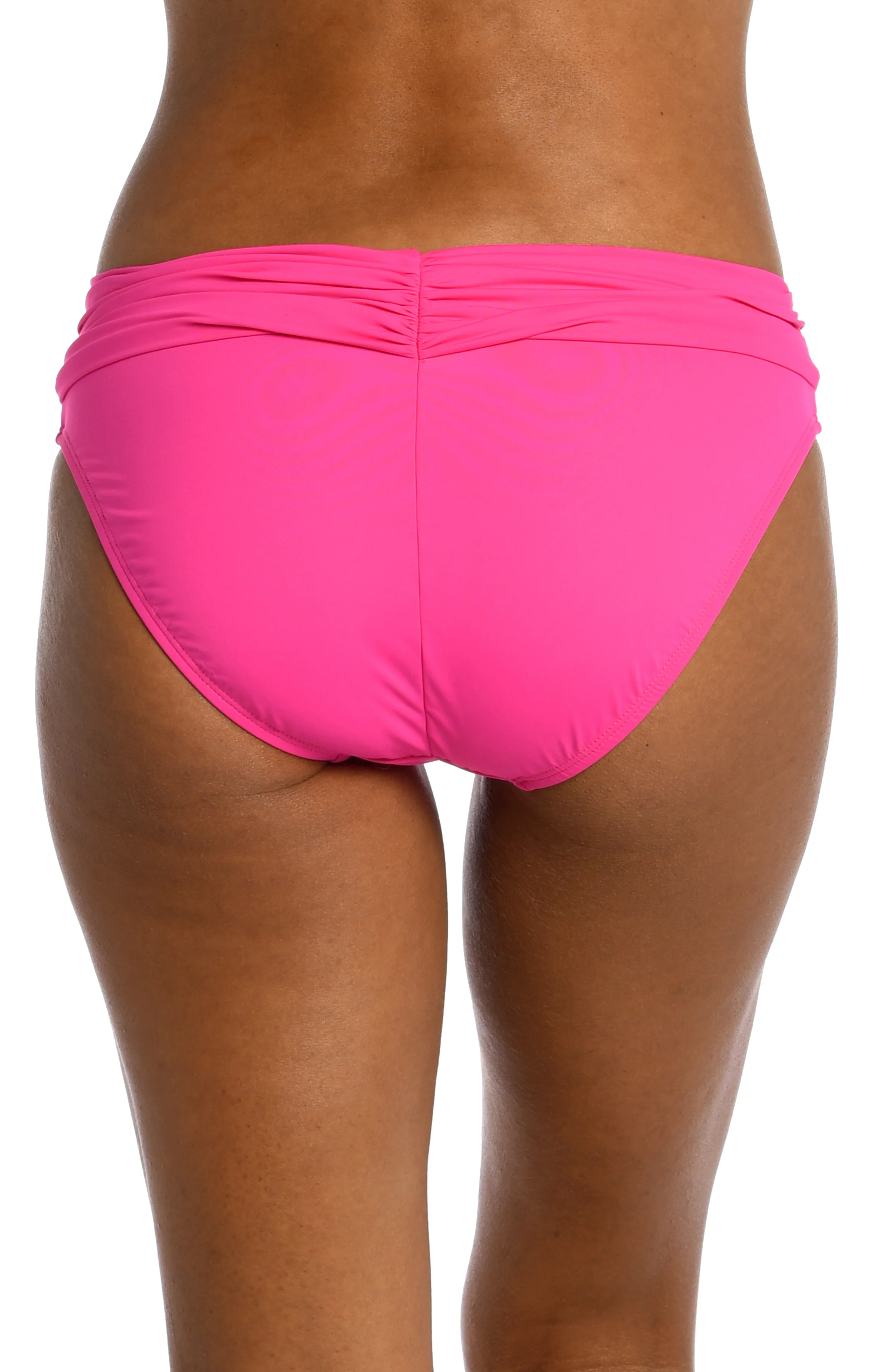 Island Goddess Ruched Band Hipster Bottom - Pop Pink - FINAL SALE