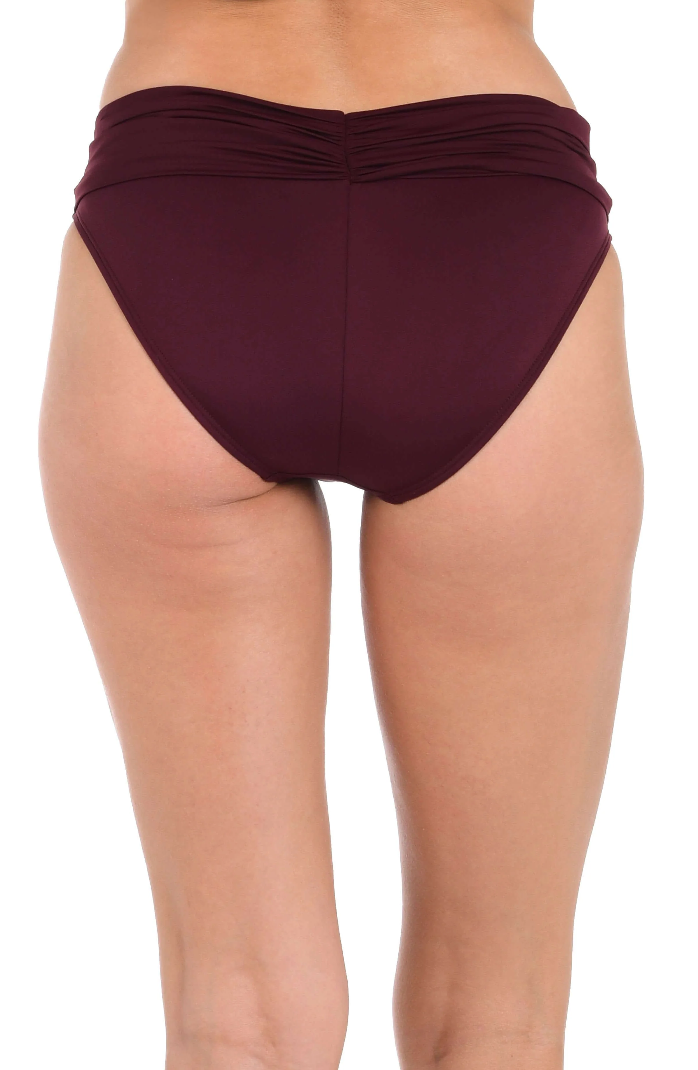 Island Goddess Ruched Band Hipster Bottom - Dark Cherry