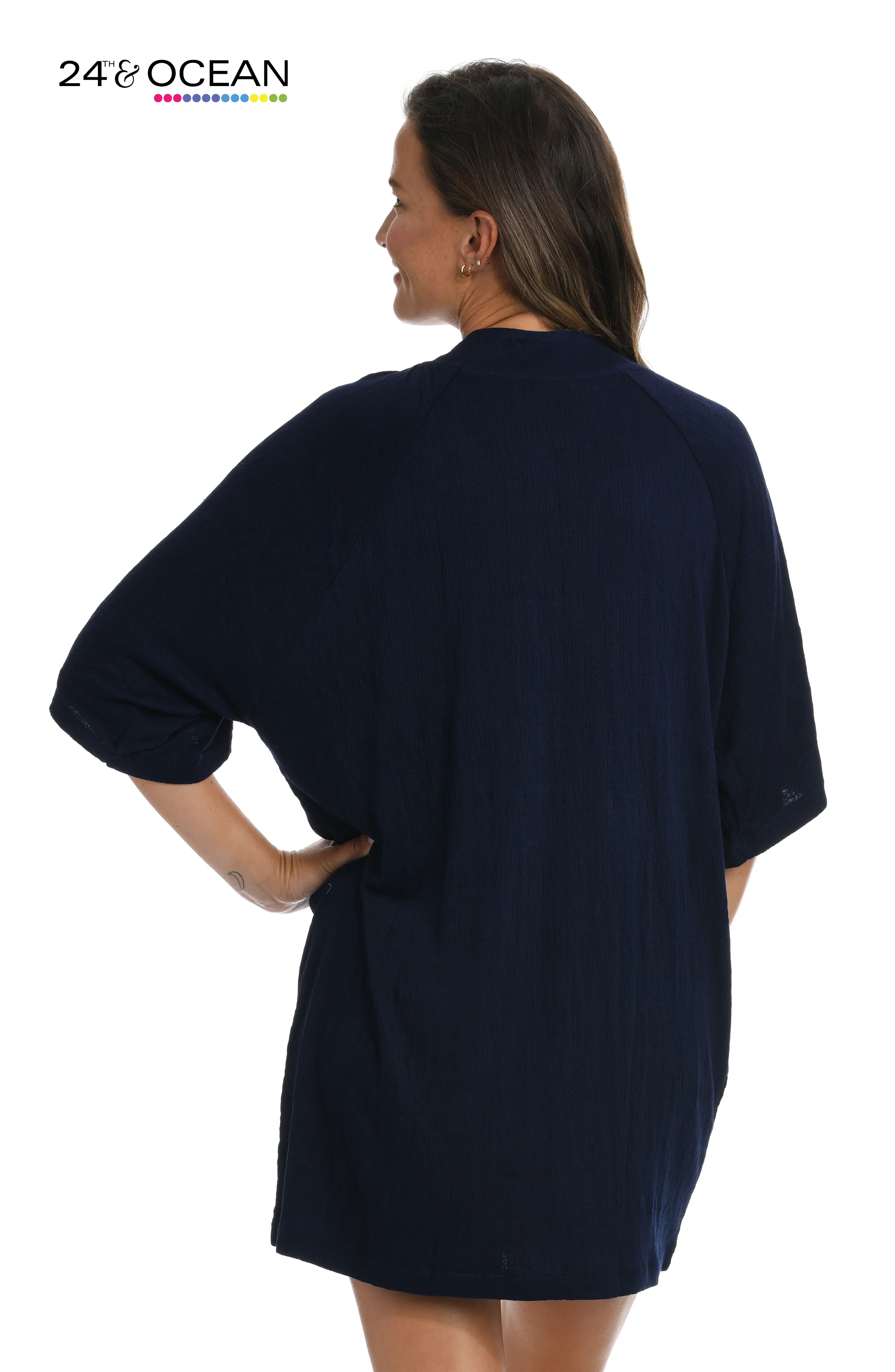 24th & Ocean Solid Lace-Up Tunic Swimsuit Cover Up - FINAL SALE