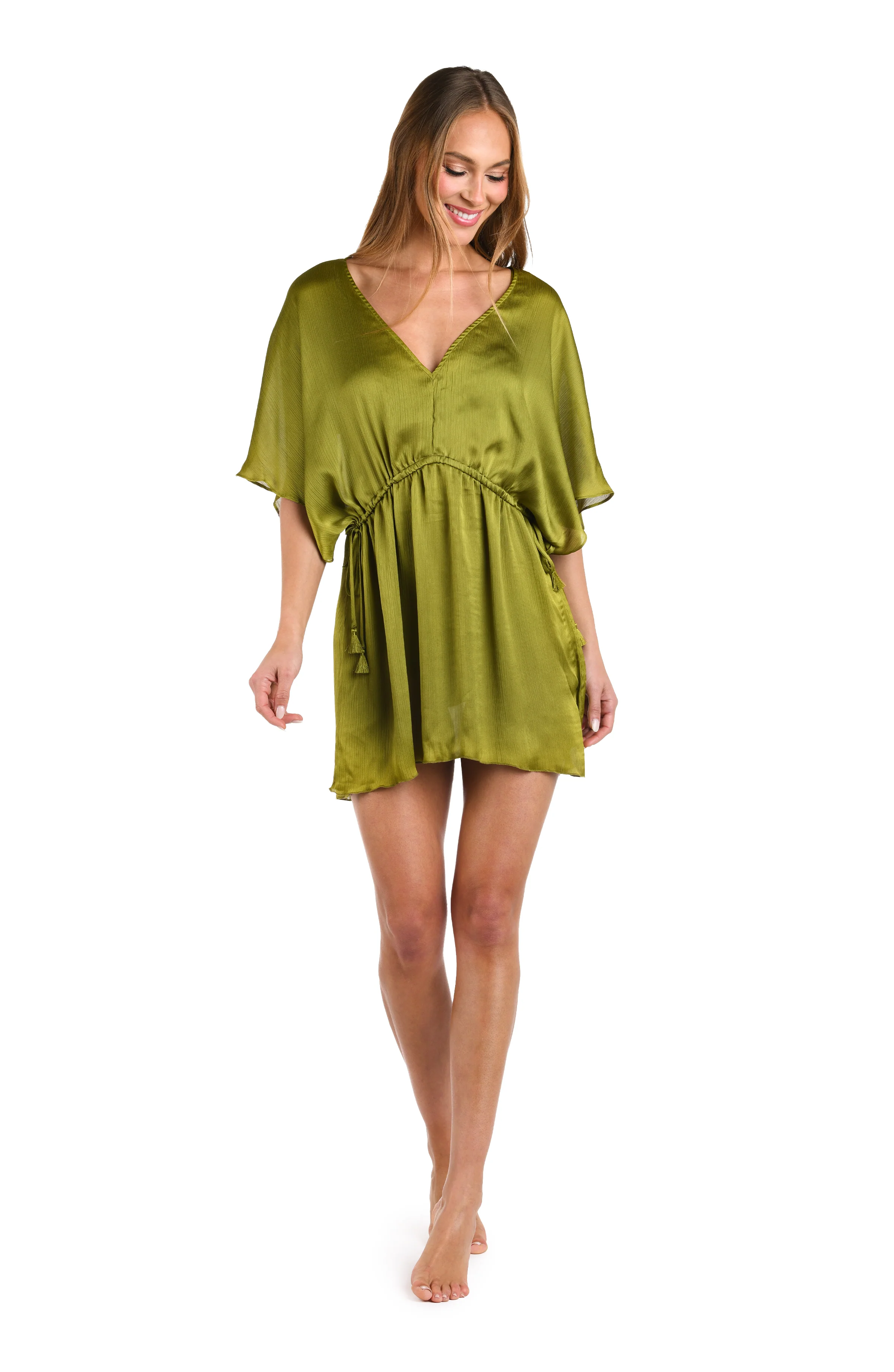 Sunshine 79 Radiance Crinkle Covers V-Neck Tunic - Olive