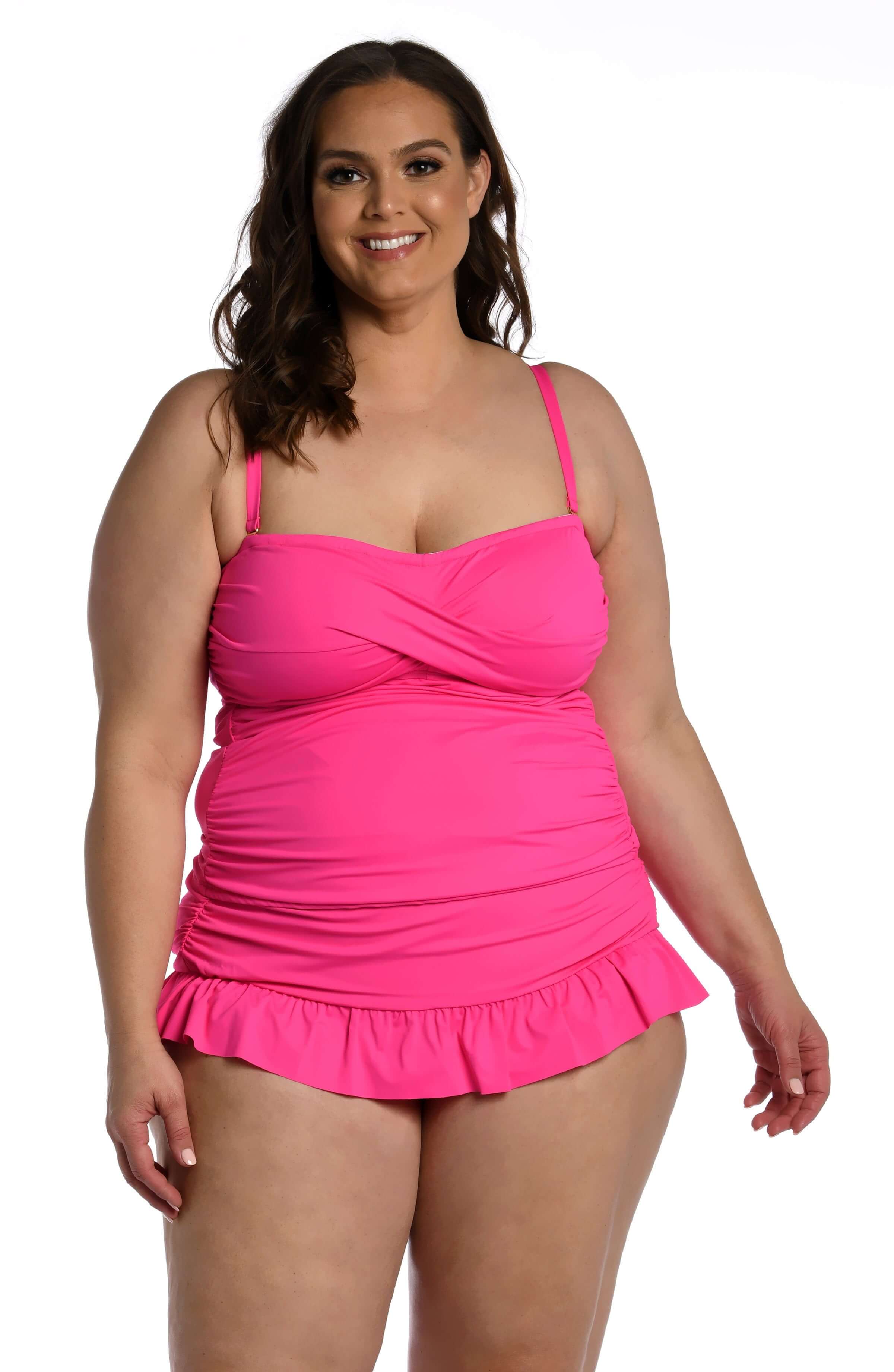 Island Goddess Bandeau Tankini Top - Pop Pink - FINAL SALE