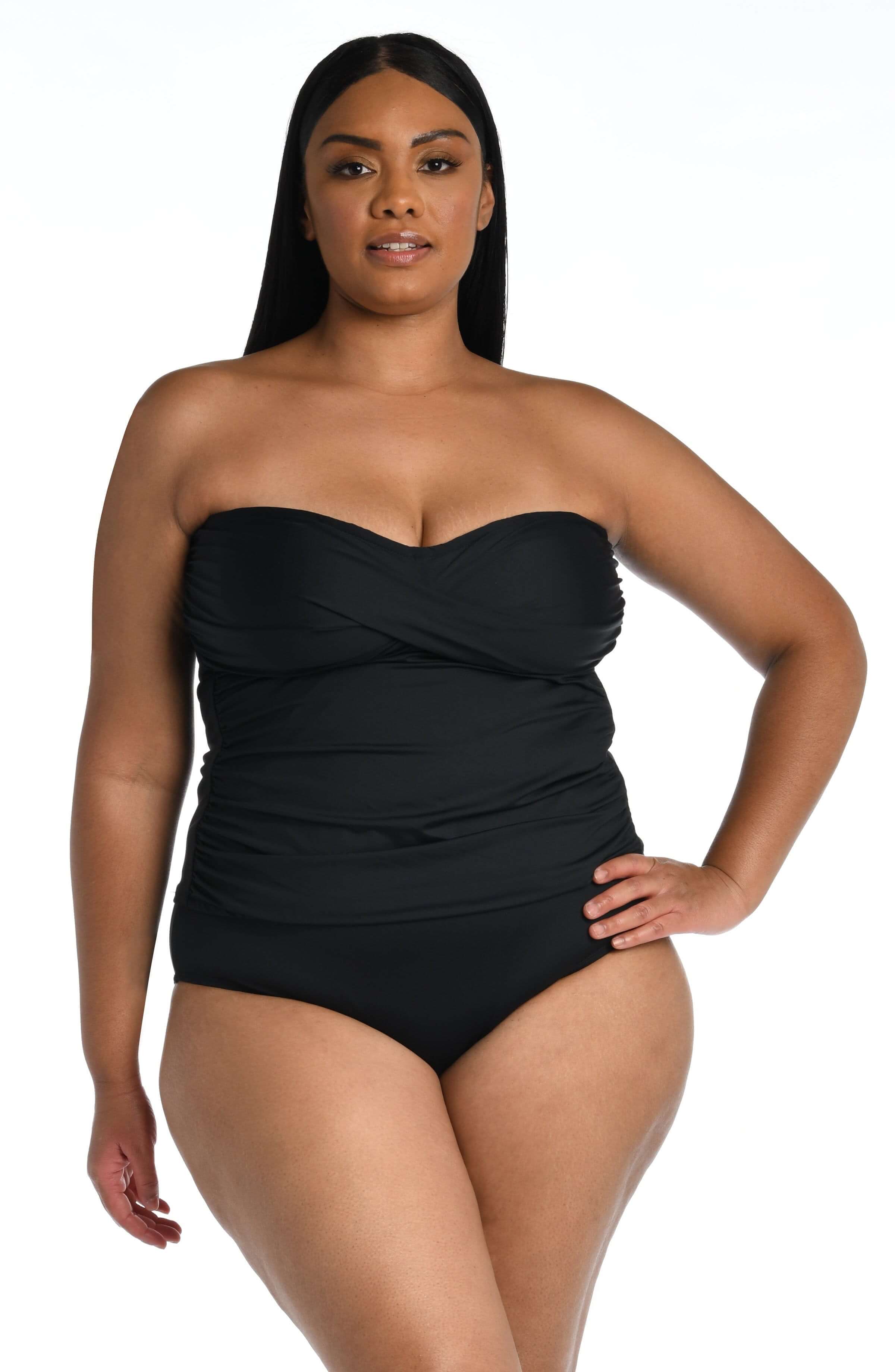 Island Goddess Bandeau Tankini Top - Black - FINAL SALE
