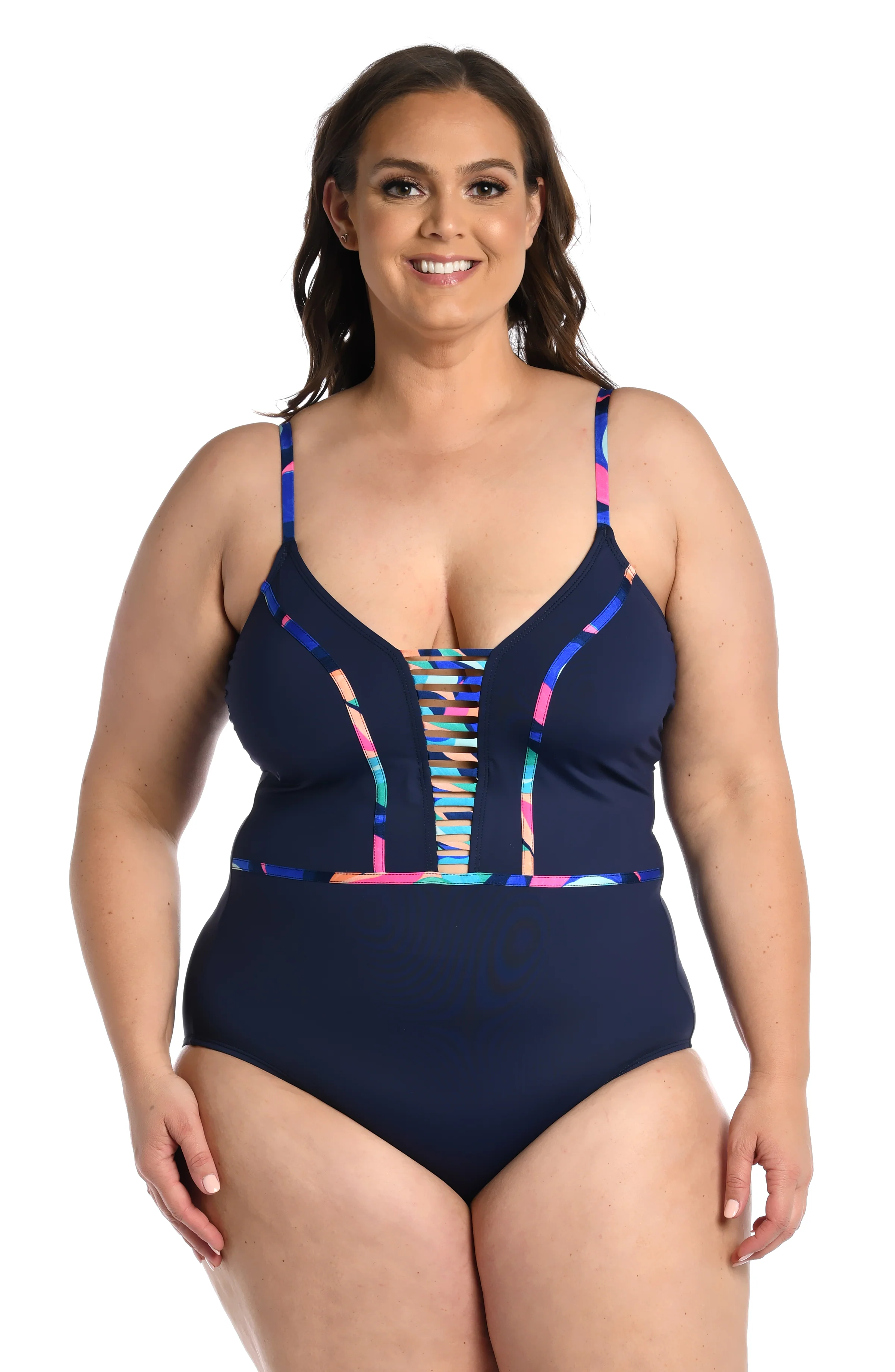 Painted Leaves Plunge One Piece - FINAL SALE
