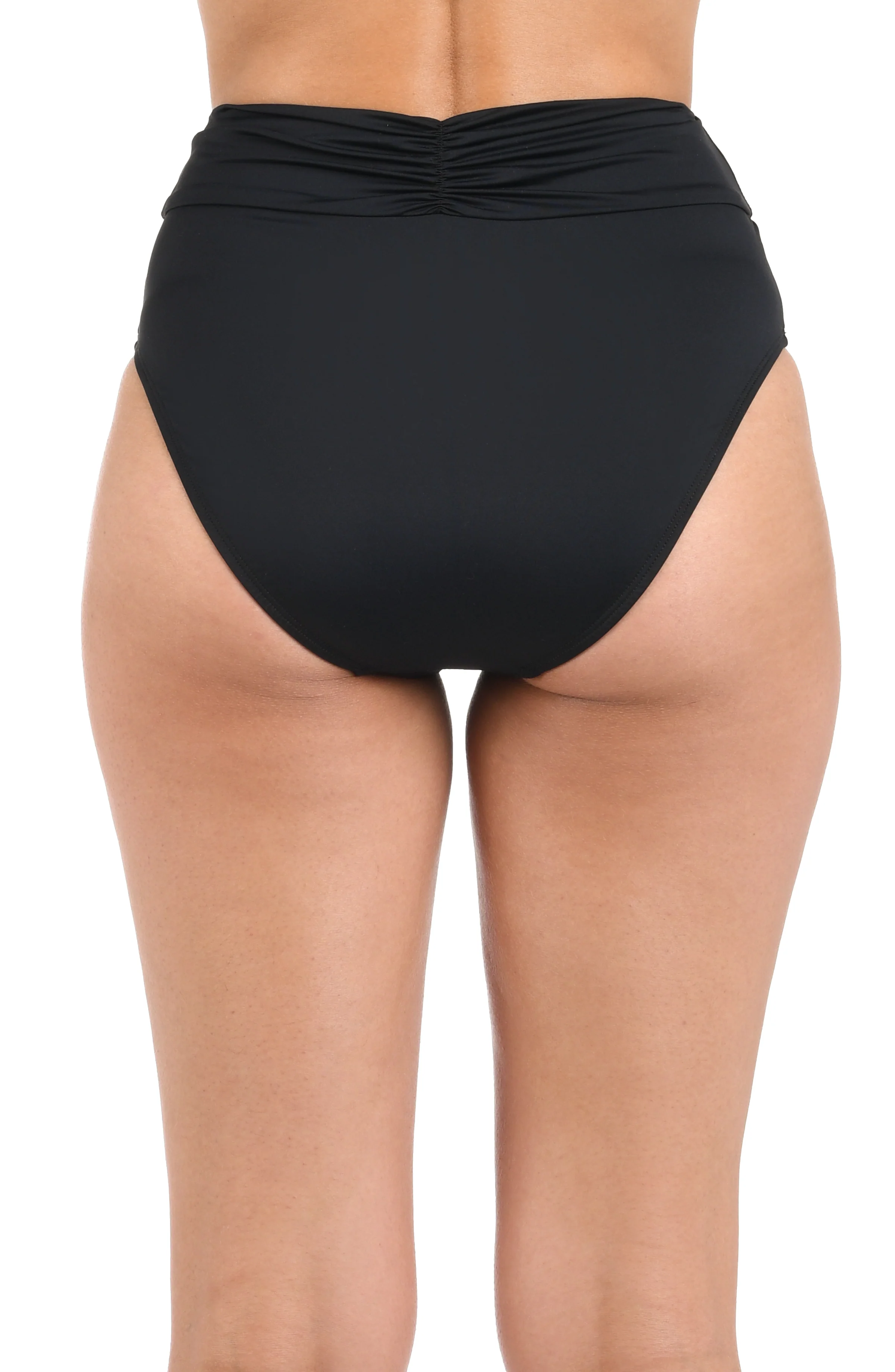 Island Goddess Cinch Back High Waist Bottom - Black