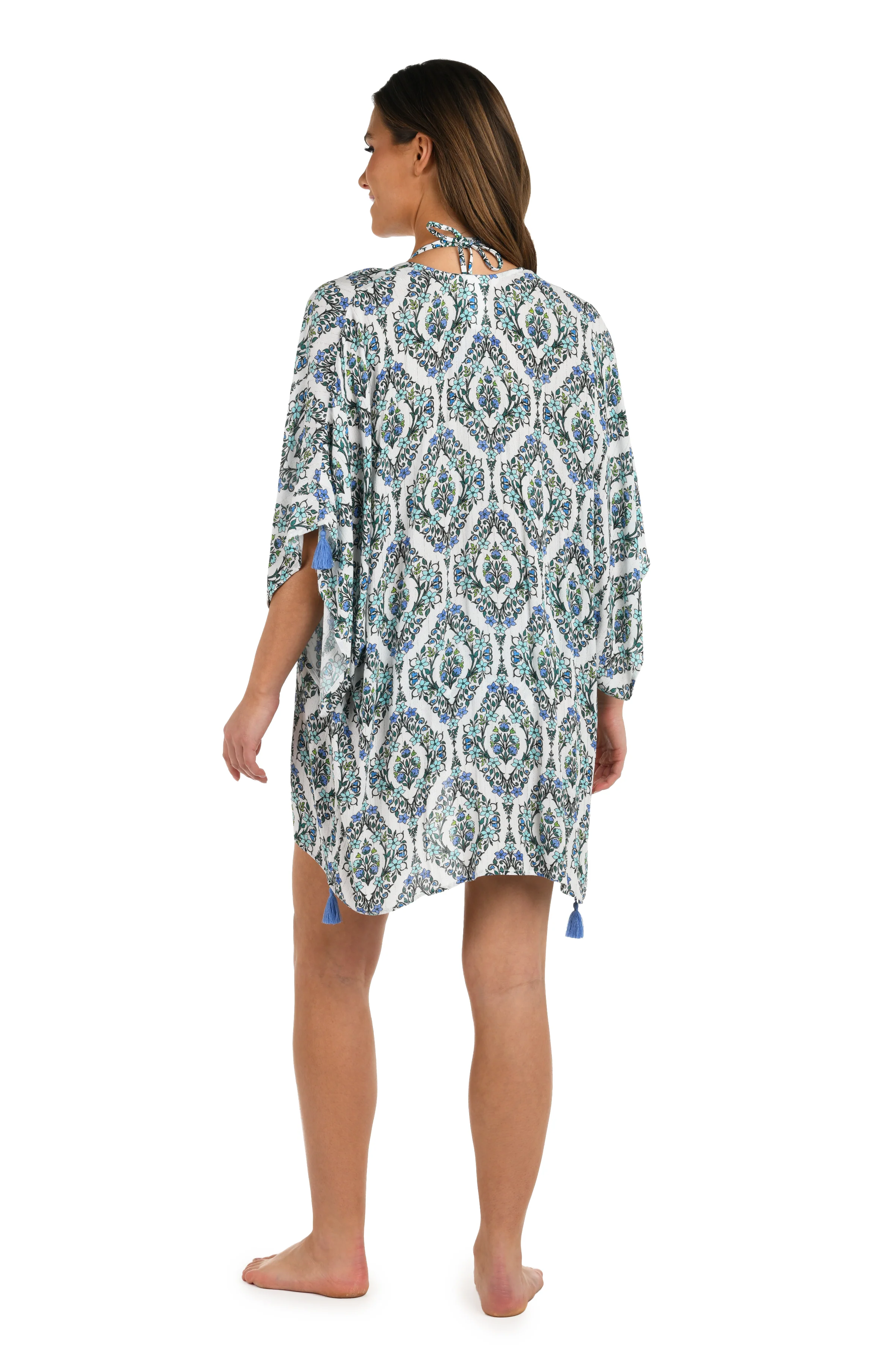 Deja-Blue Diamond Kimono Cover Up