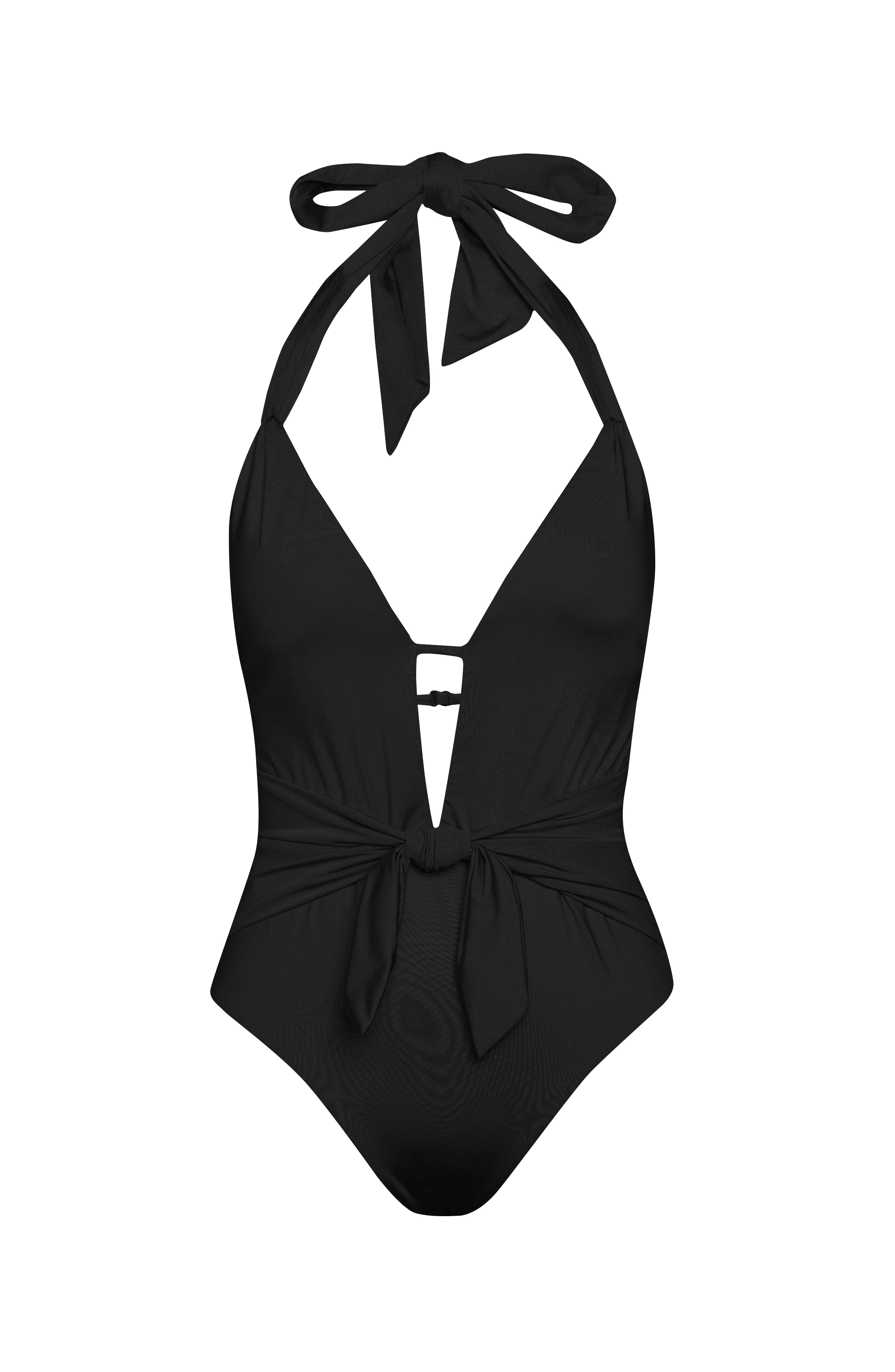 Sunshine 79 Sunshine Solids Keyhole V-Plunge Halter One Piece - FINAL SALE