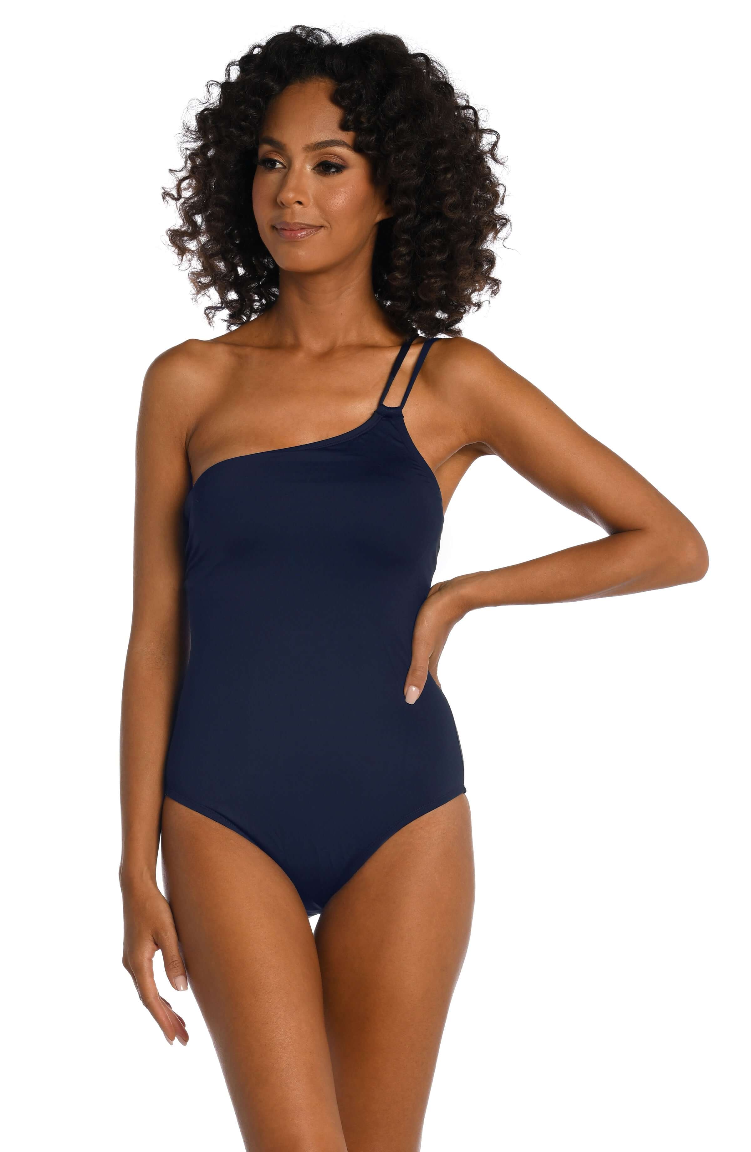 Island Goddess Lace Back One Shoulder One Piece - Indigo - FINAL SALE