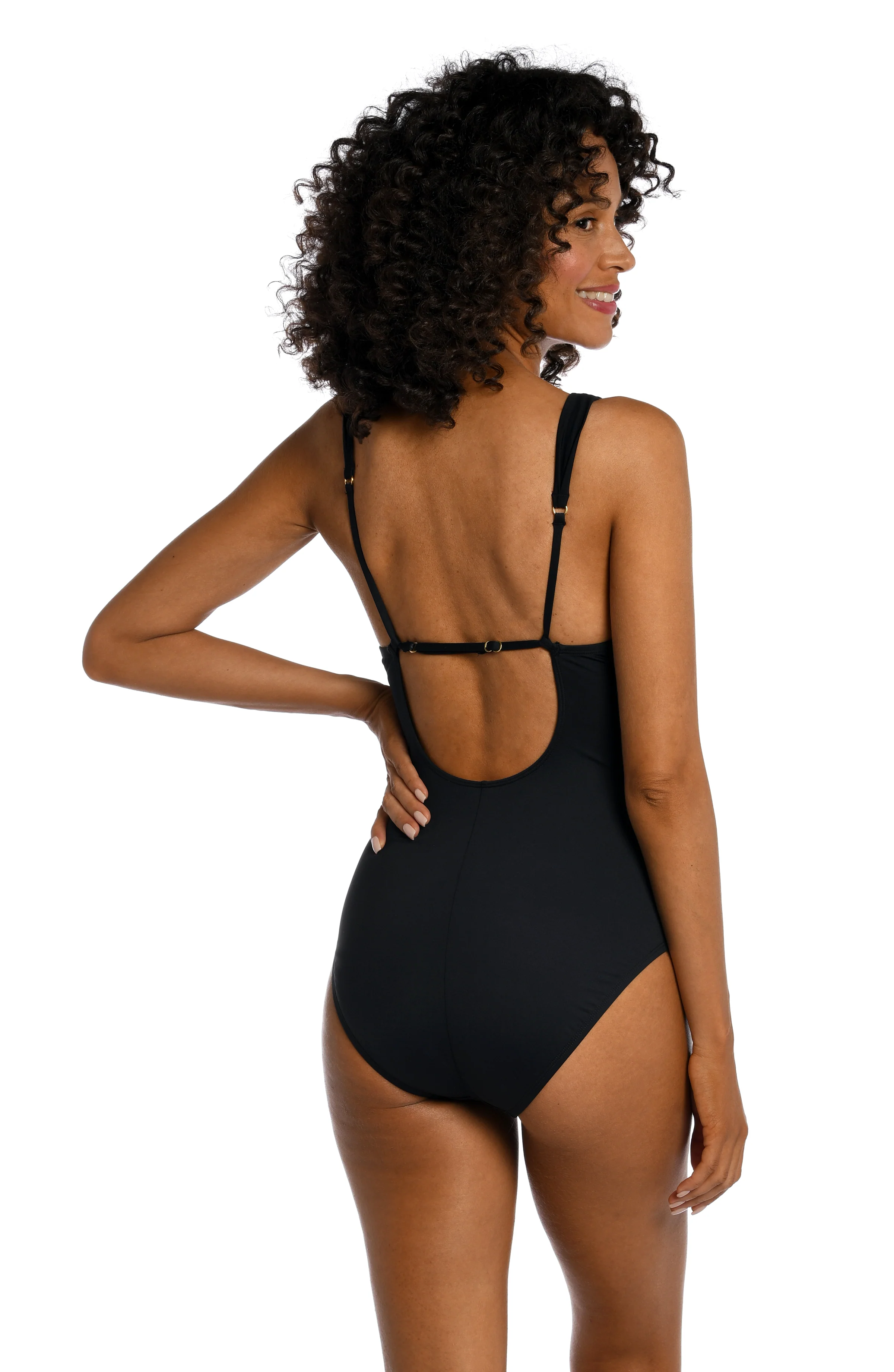 Island Goddess Cross Front Keyhole One Piece - Black - FINAL SALE