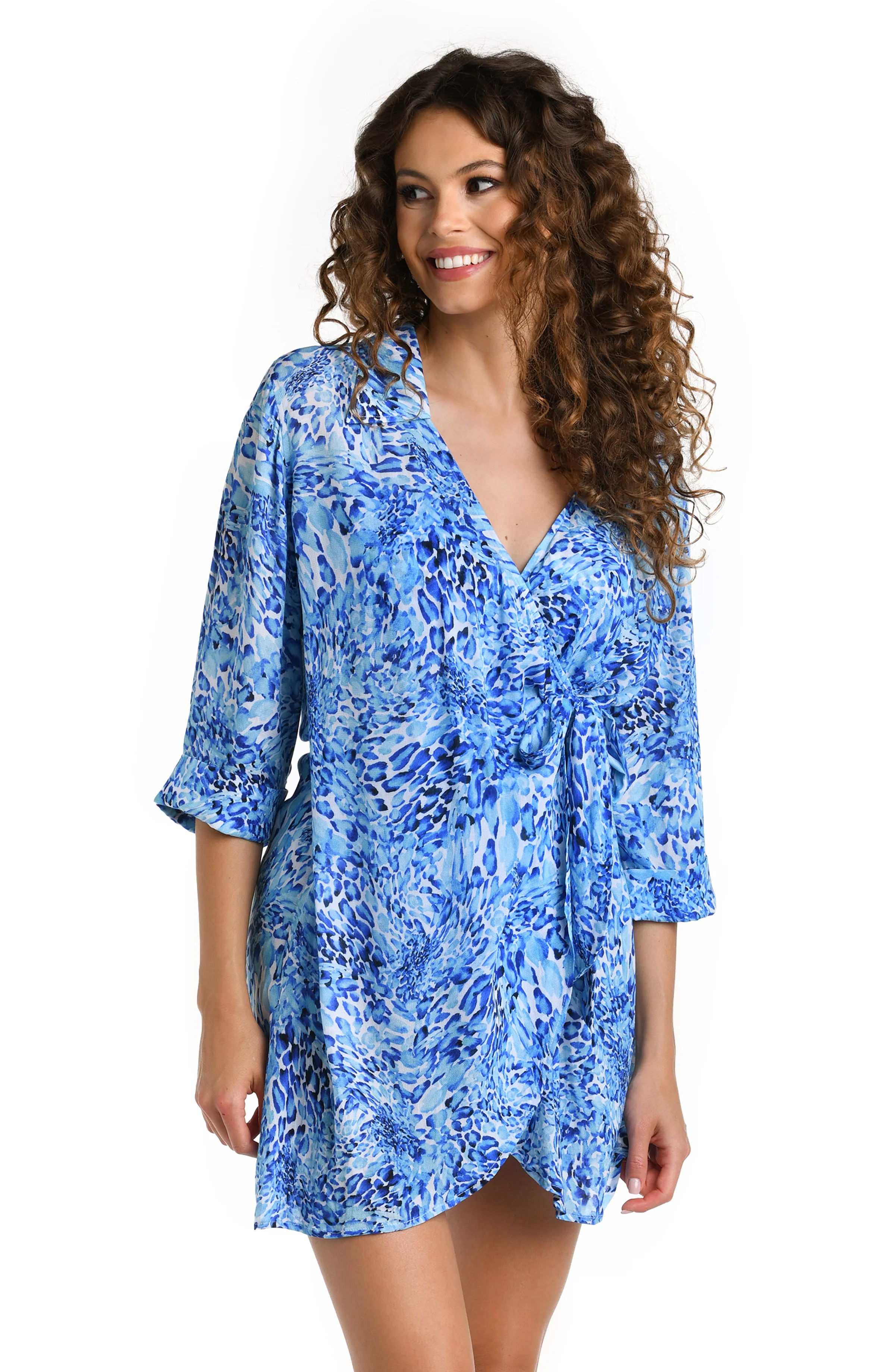 Aquatic Nature Wrap Dress Cover Up - FINAL SALE