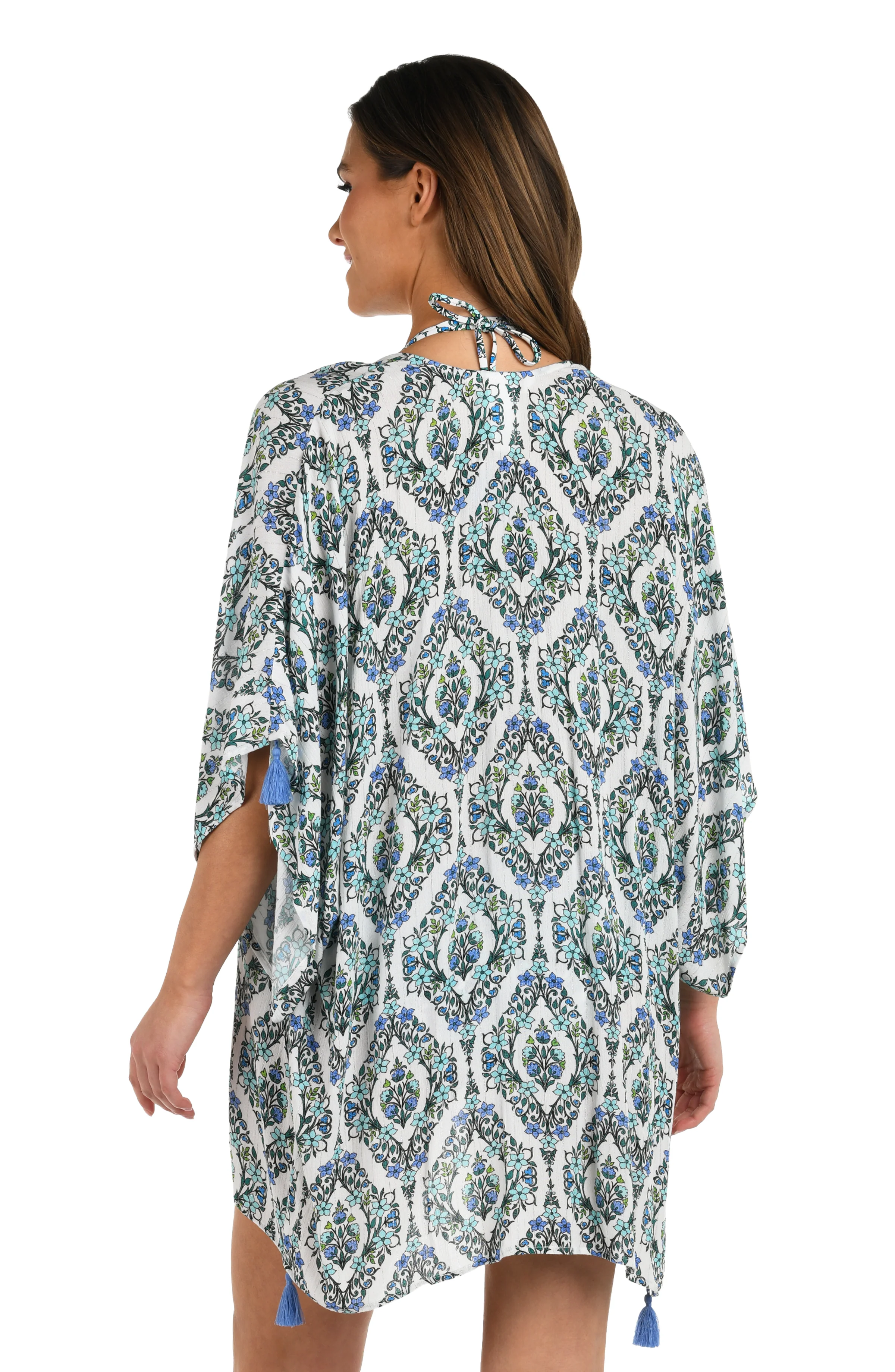 Deja-Blue Diamond Kimono Cover Up