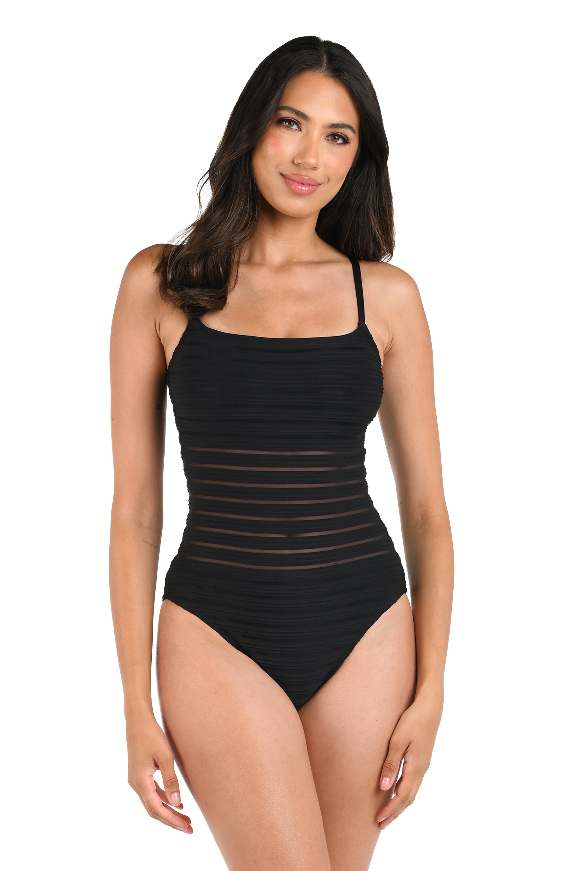 Fluid Lines Lingerie One Piece w/ Mesh Detail - Black - FINAL SALE