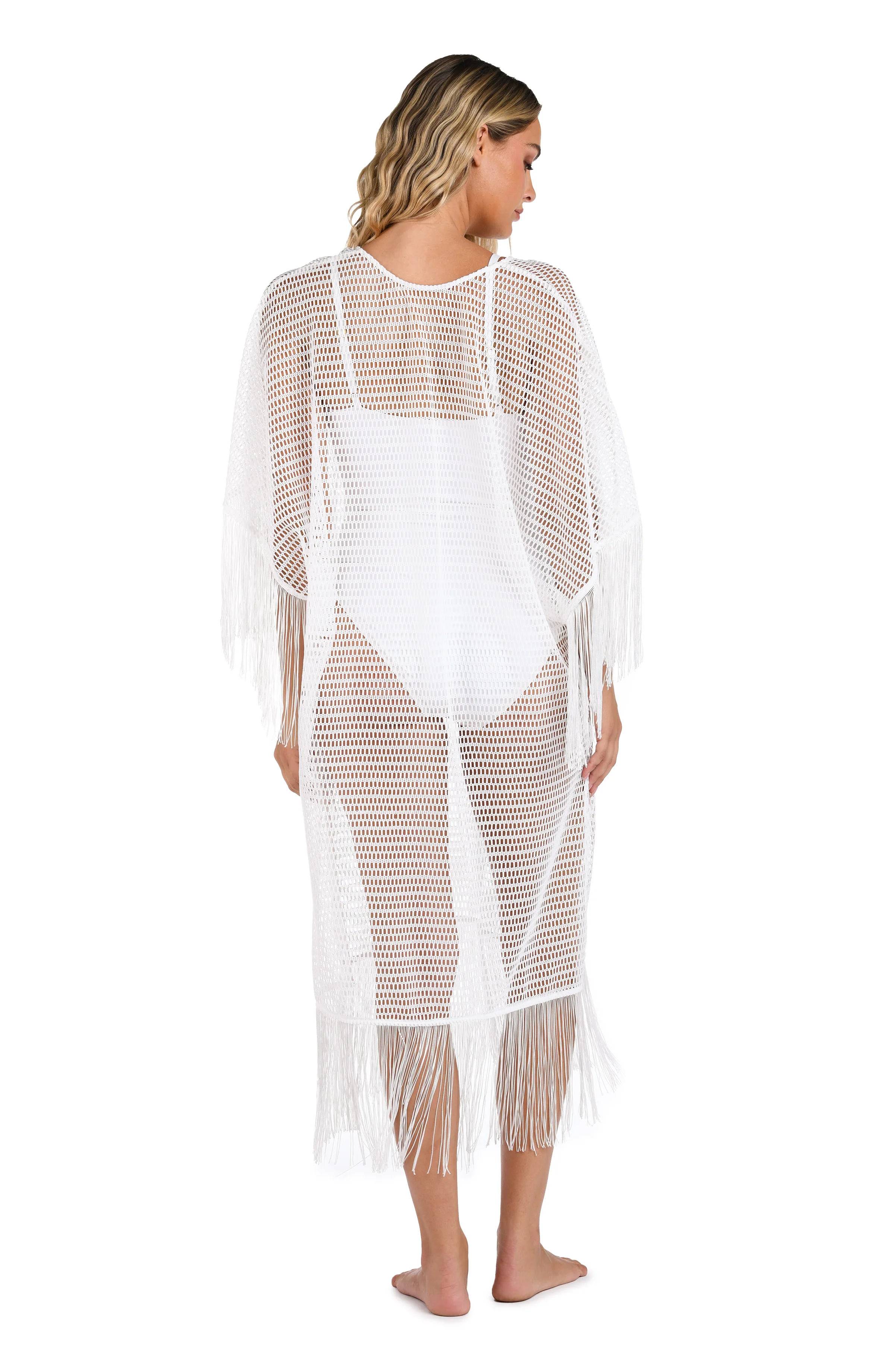 Fringed Out Long Caftan Cover Up - FINAL SALE