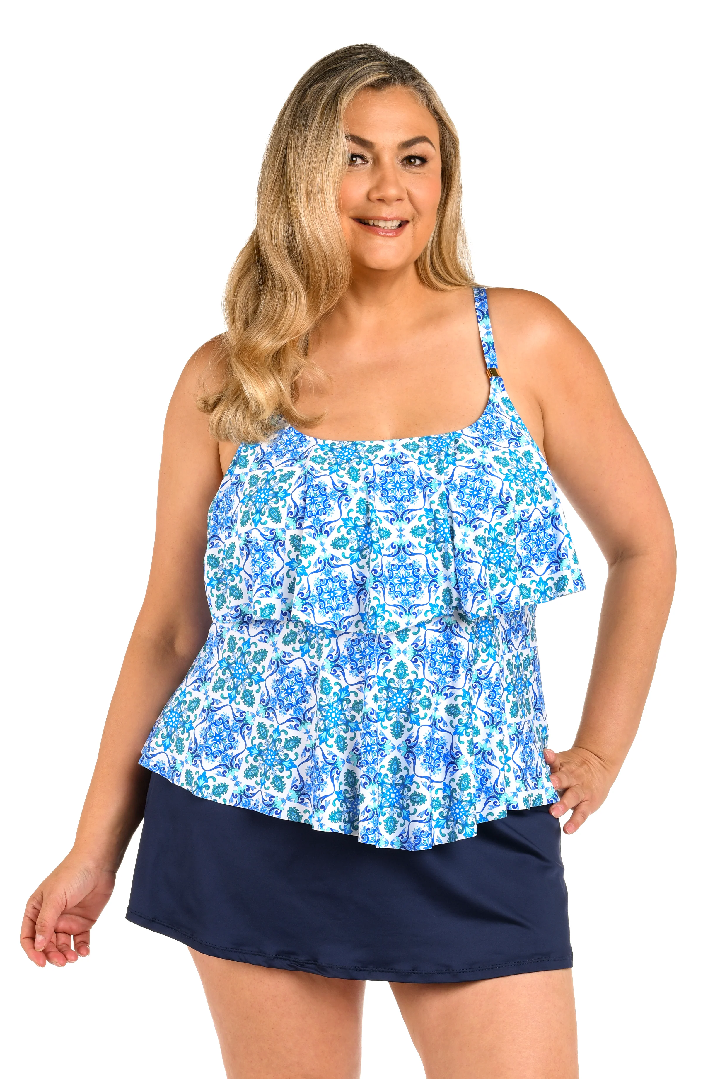 24th & Ocean Beachside Tile Two Tiered Tankini Top - FINAL SALE