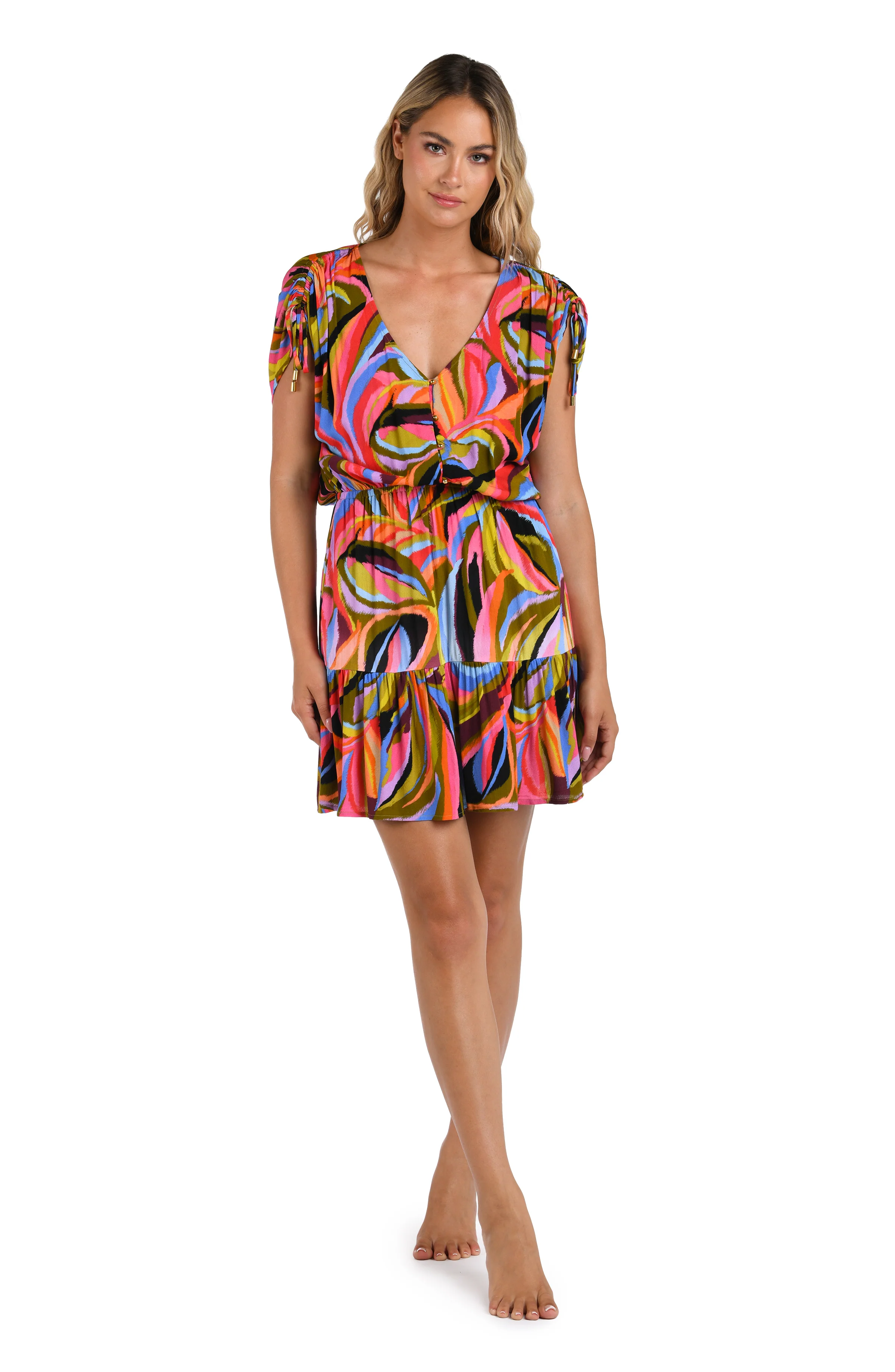 Tropic Waves V-Neck Cover Up Dress - FINAL SALE