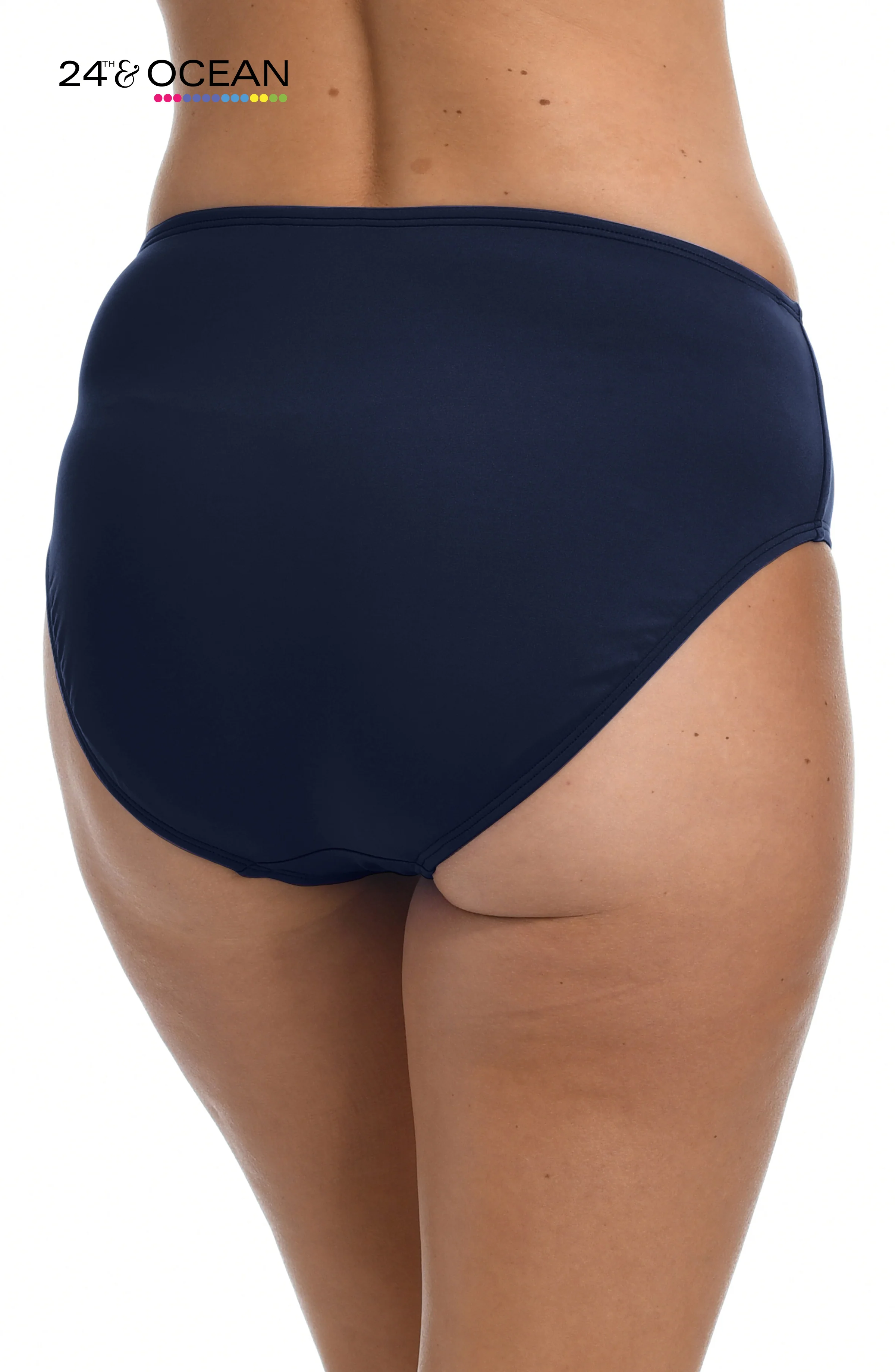 24th & Ocean Solid Mid Waist Hipster Bikini Swimsuit Bottom - FINAL SALE