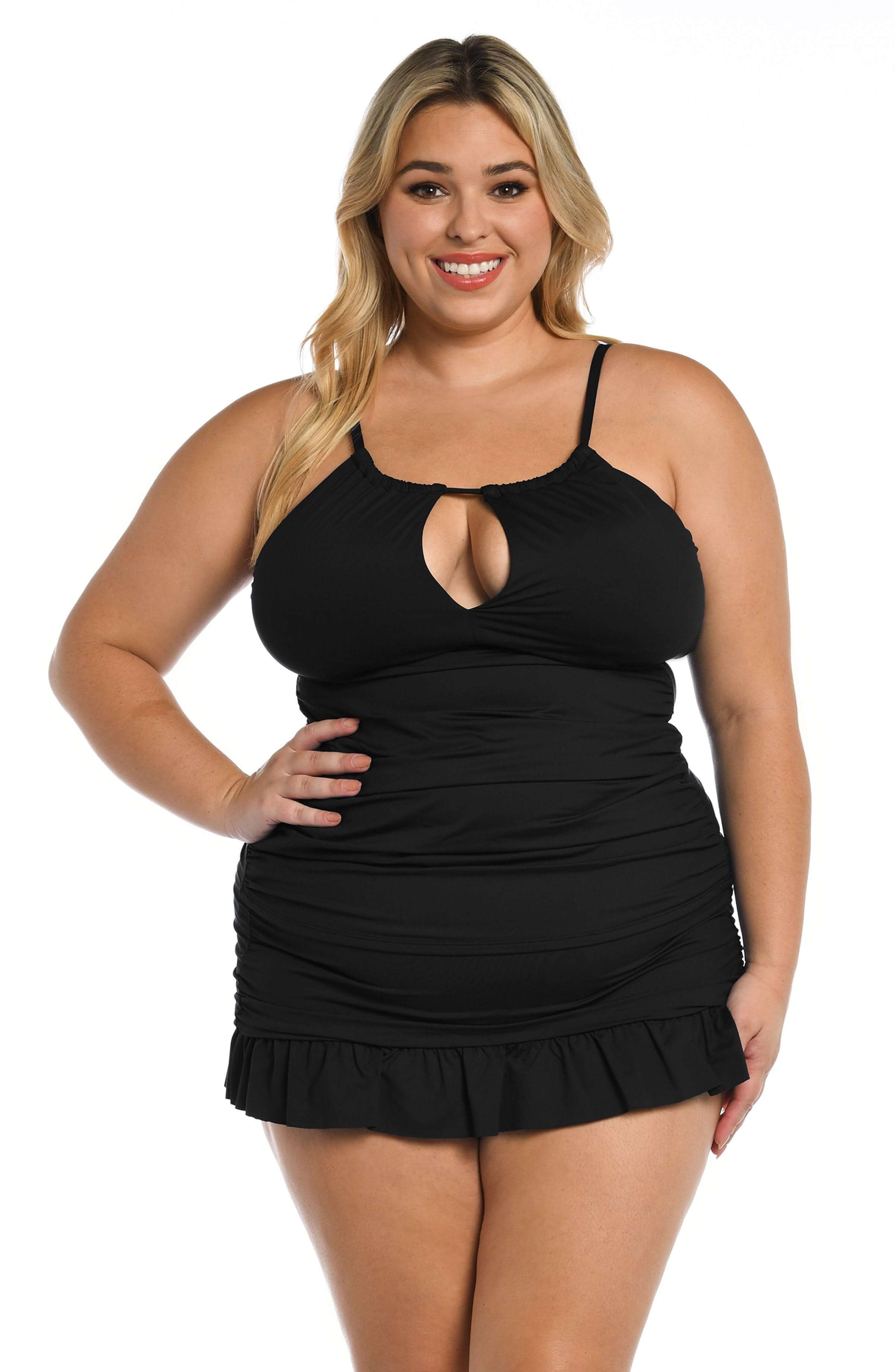 Island Goddess High Neck Keyhole Tankini Top - Black - FINAL SALE