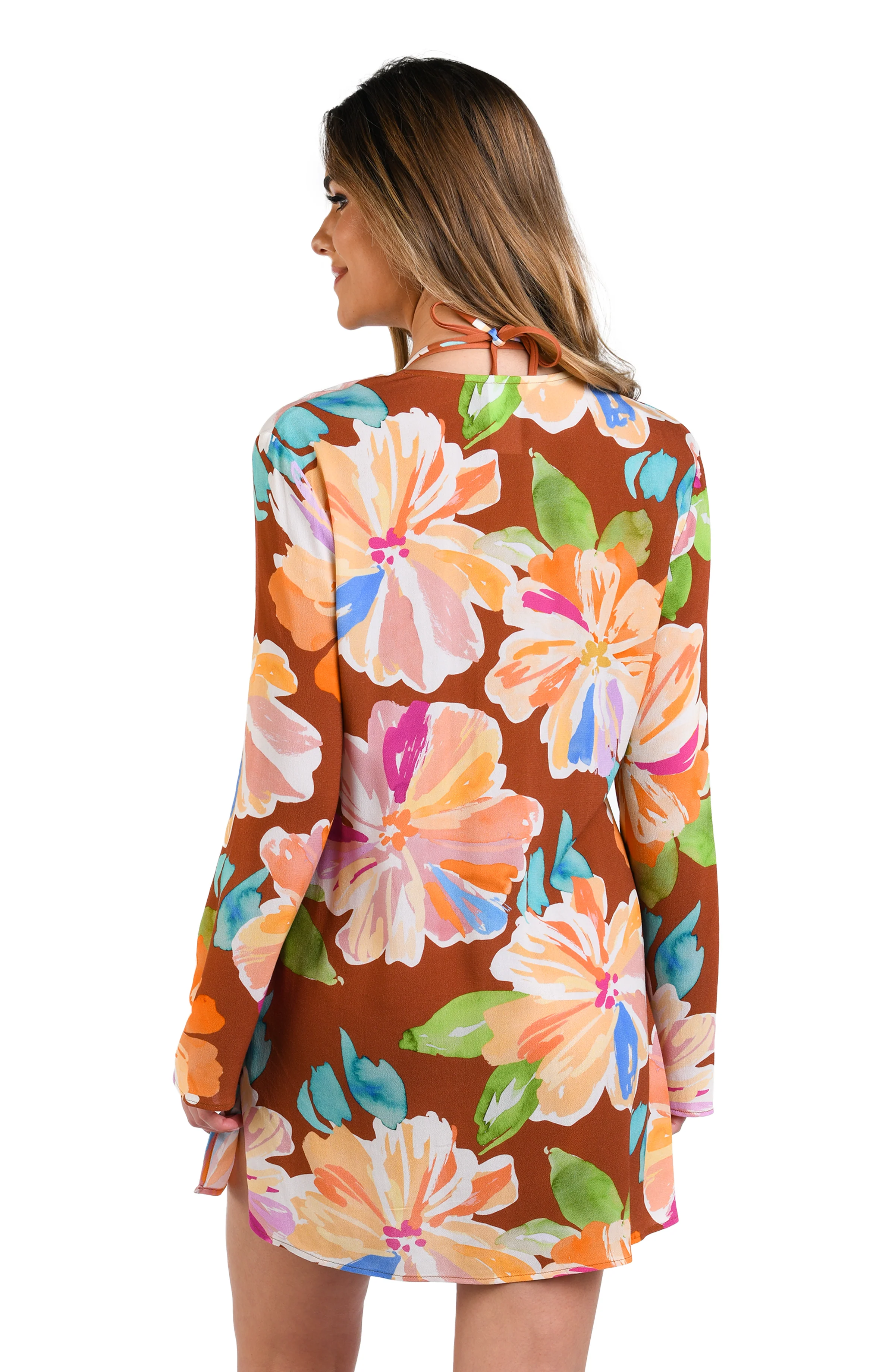 Saharan Sands Lace Up V-Neck Tunic Cover Up - FINAL SALE