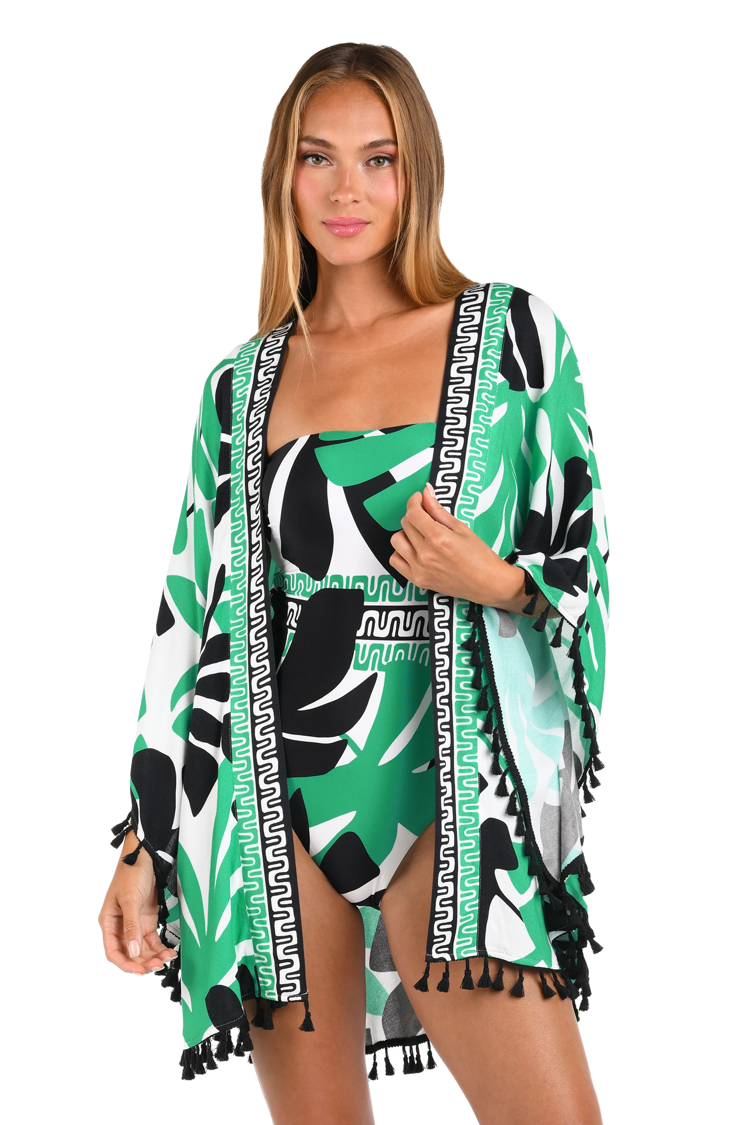 Sunshine 79 Monstera Open Front Kimono - FINAL SALE
