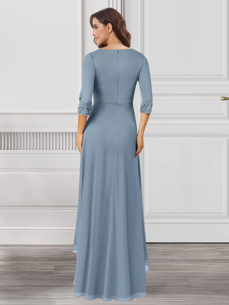 A-Line/Princess V-Neck 3/4 Sleeves Mother of the Bride Dresses With Ruffles