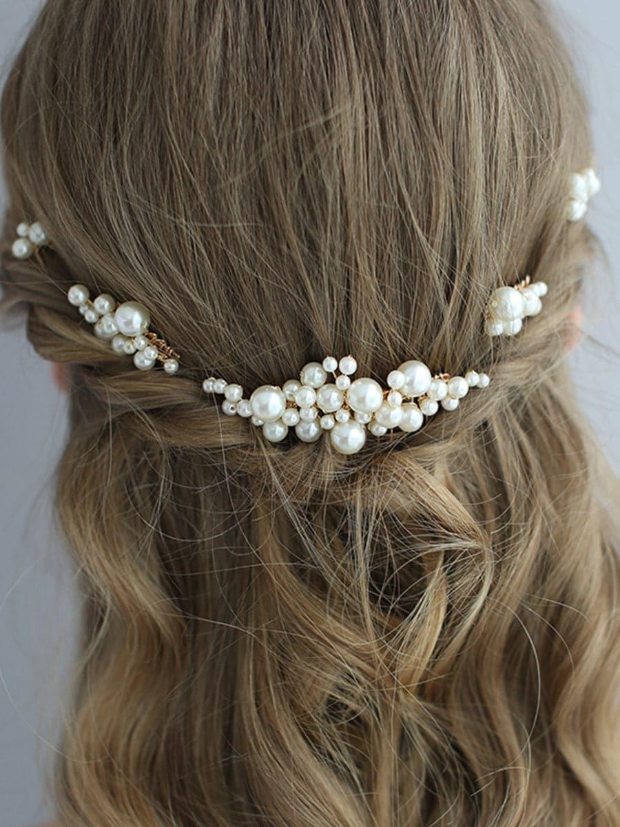 Pearl Hairpin Hair Comb Wedding Headpieces 5PCS Set MTS0005