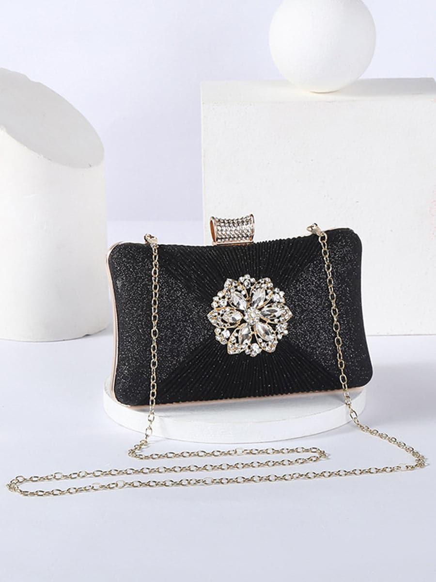 Fold Inlay Stone Square Evening Clutch Bag Shoulder MNBF011