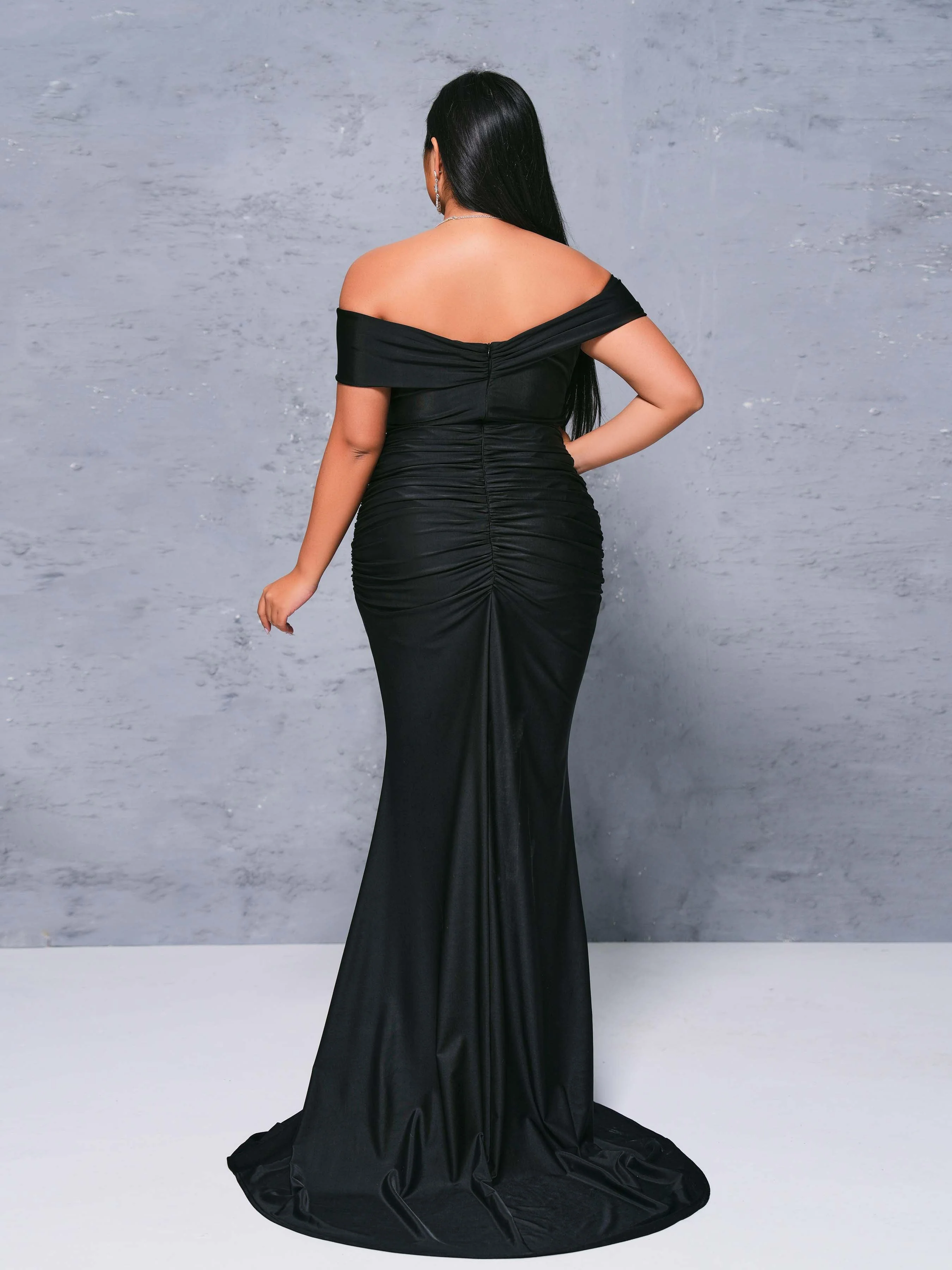 Plus Off Shoulder Backlss Mermaid Dress PRA60120
