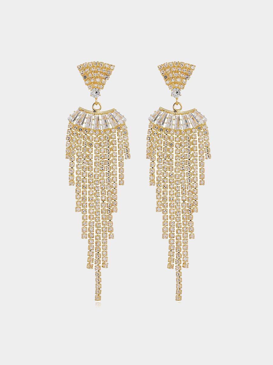 Long Rhinestone Tassel Drop Earrings MSE20010