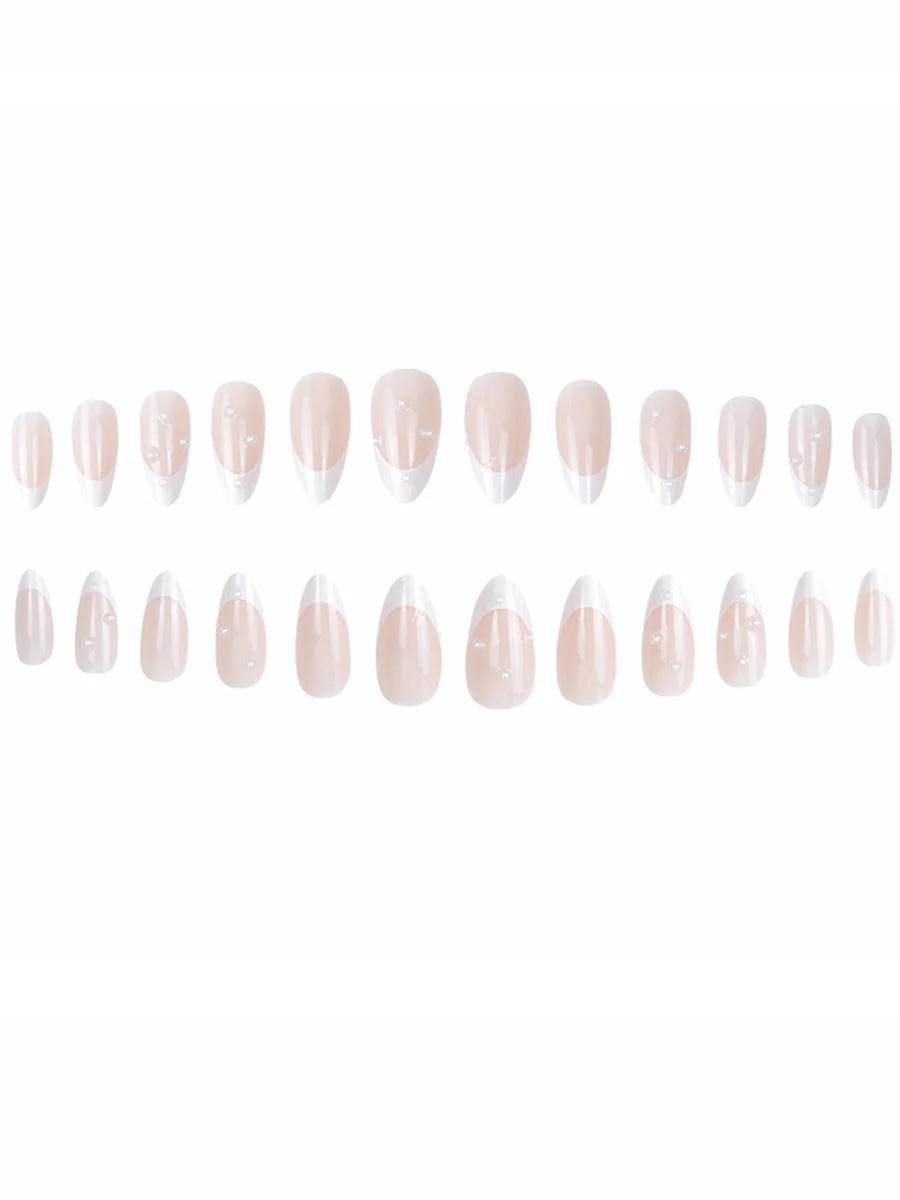 French Pearl White Almond Press On Nails LF374