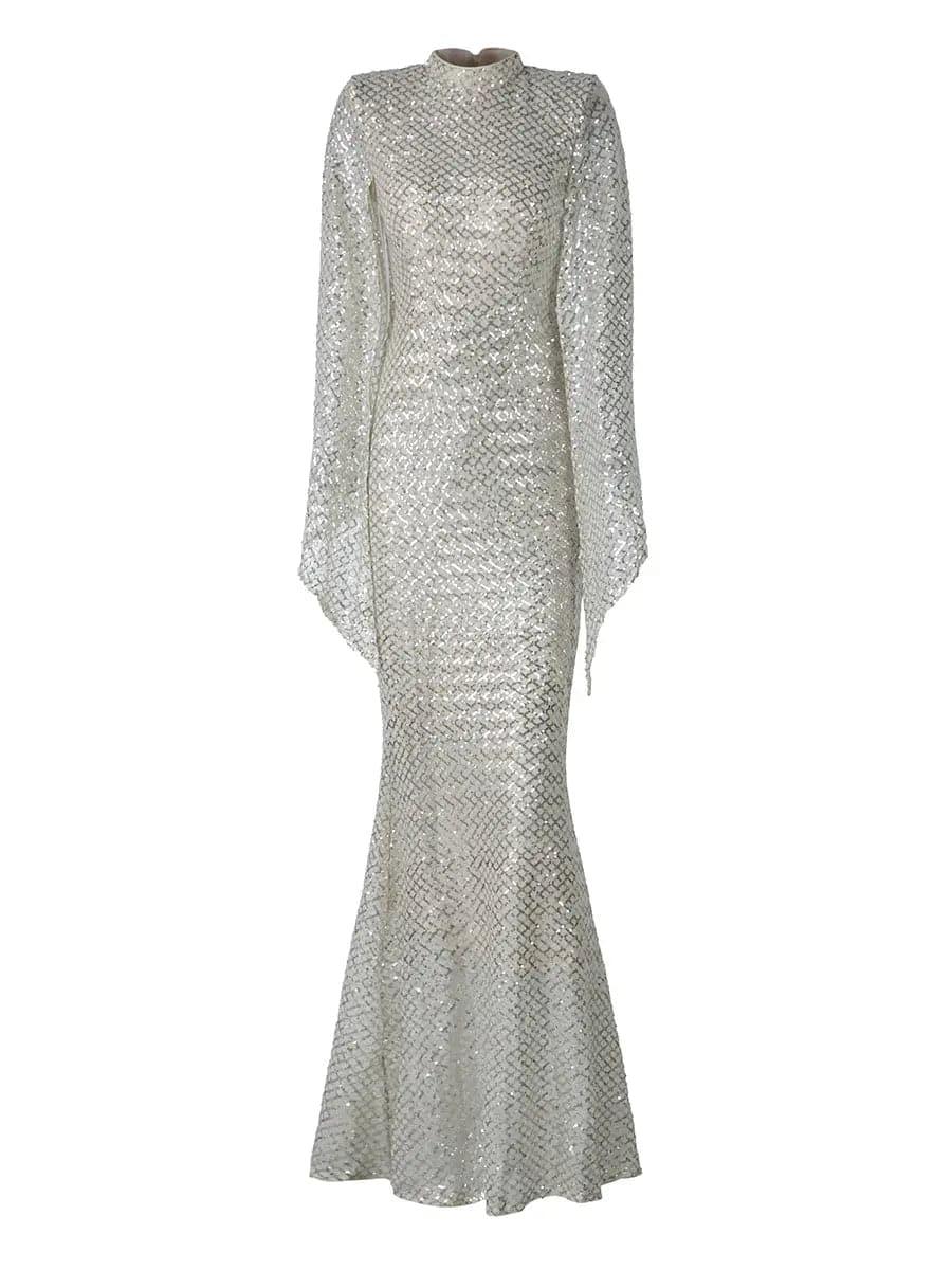 Glitter Bell Sleeve Mermaid Dress XJ1263