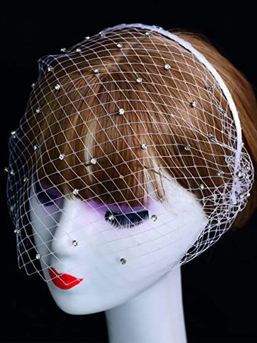 Inlay Stone Mesh Veil Banquet Headpieces MTS0008