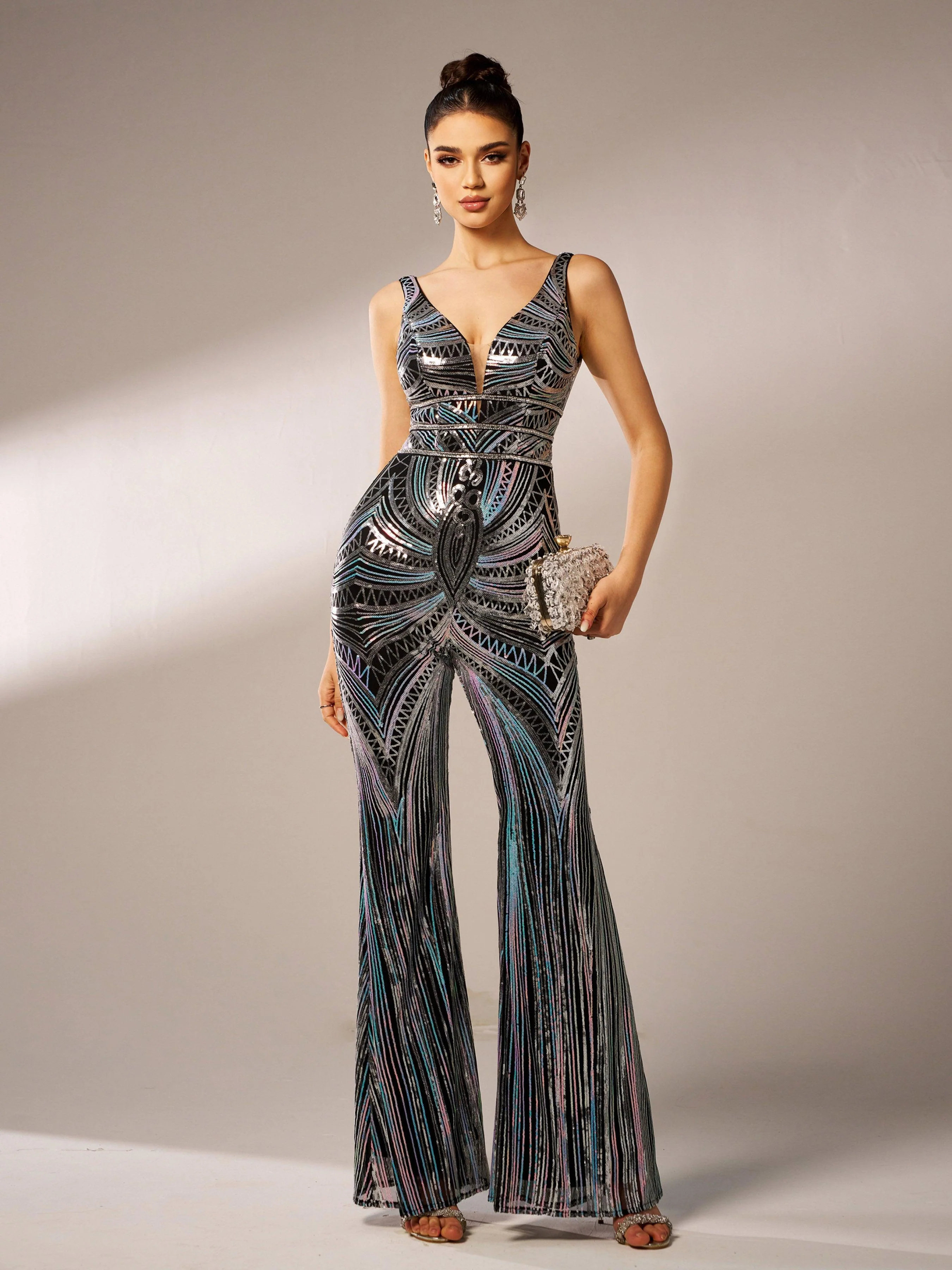 Sleeveless Cutout Sequin Jumpsuits DH80219