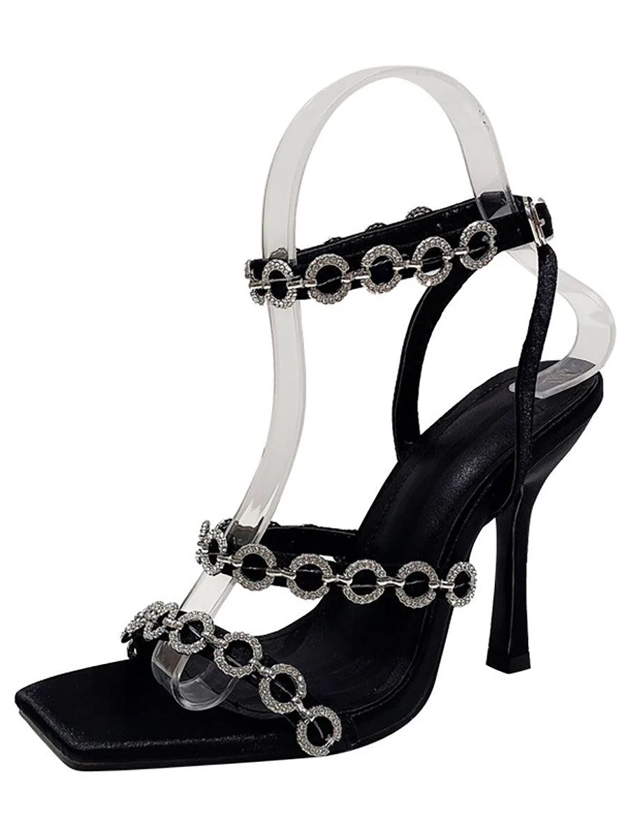 Stilettos One-strap Square Head High Heel Sandals MHE1088