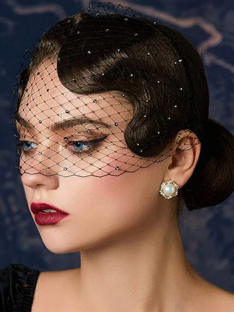 Inlay Stone Mesh Veil Banquet Headpieces MTS0008