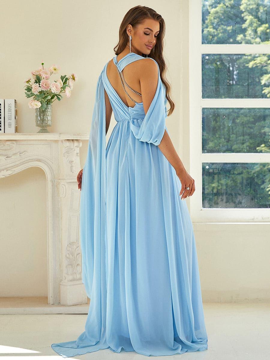 One-shoulder Cutout Chiffon Dress XJ2887