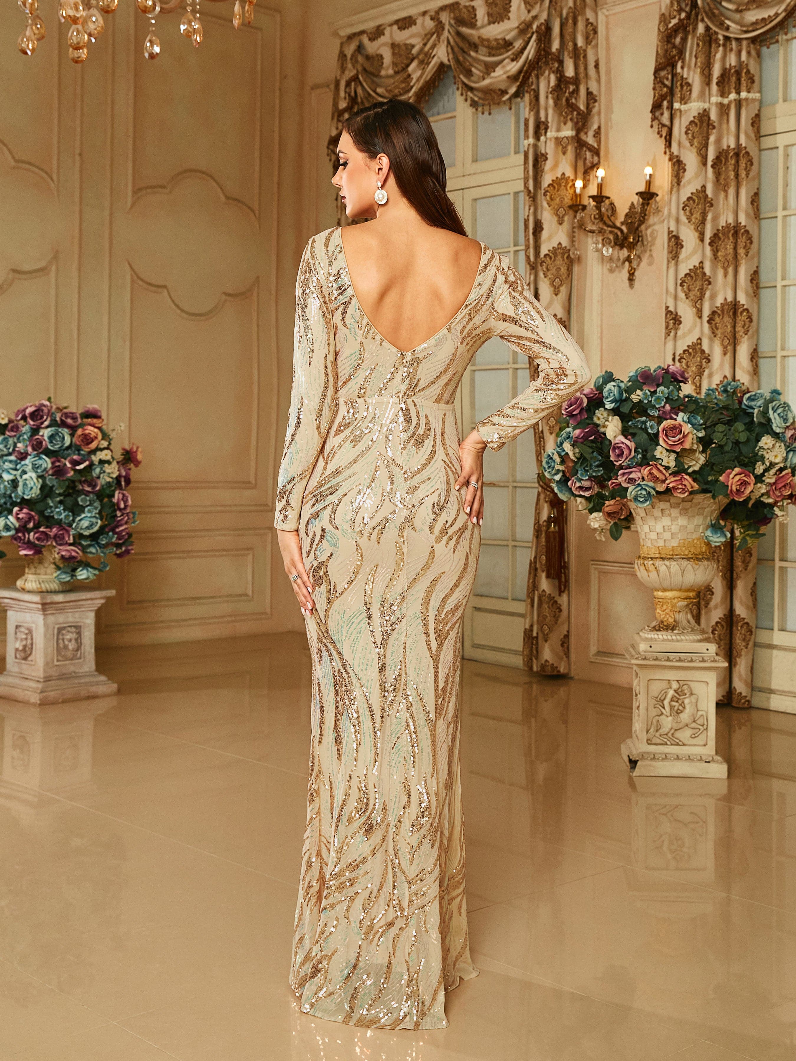 V-neck Backless Formal Dress RM20649