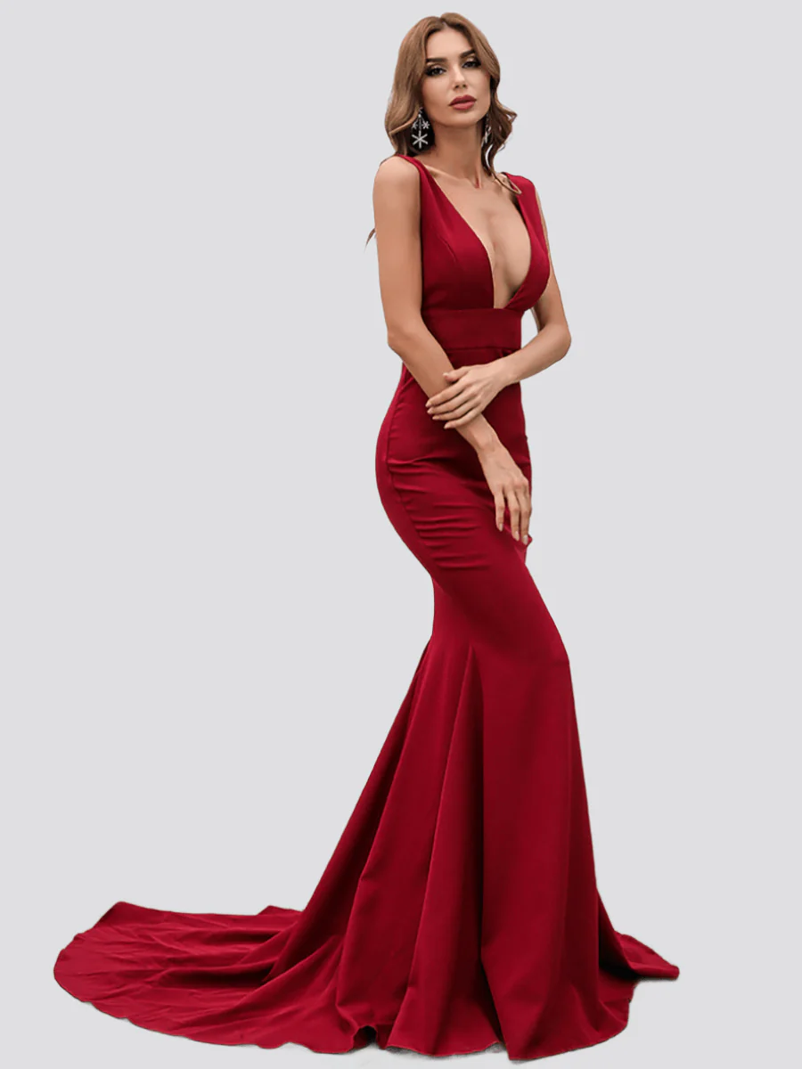 Deep V-neck Mermaid Prom Dress M0763