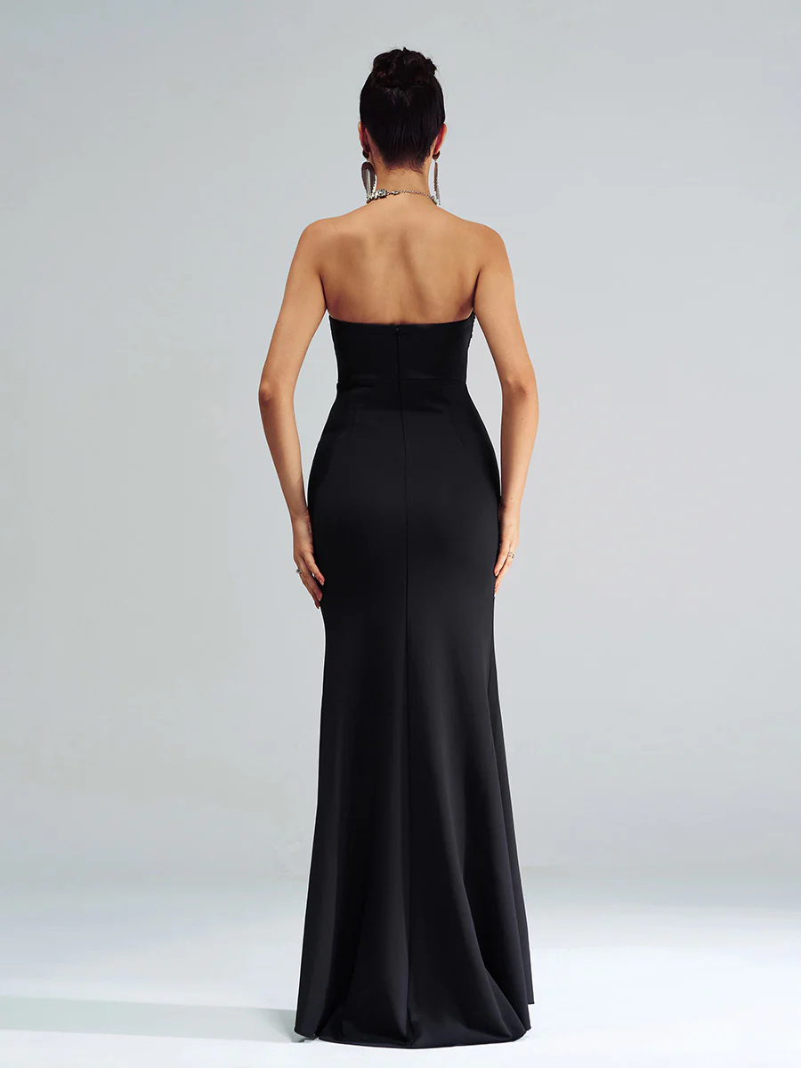 Strapless Corset Panel Split Cocktail Dress GM90151