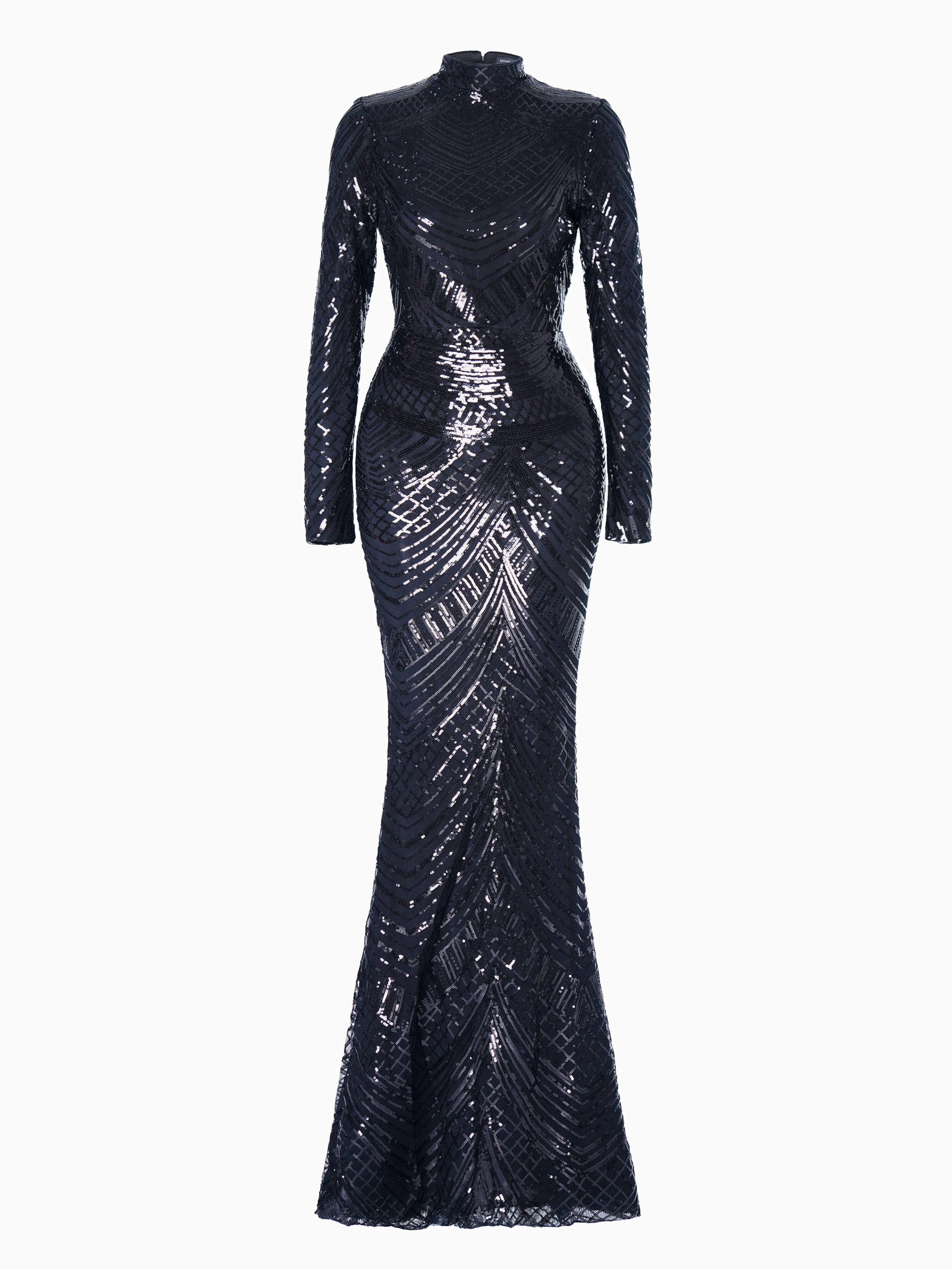 Mock Neck Formal Mermaid Prom Dress M0649